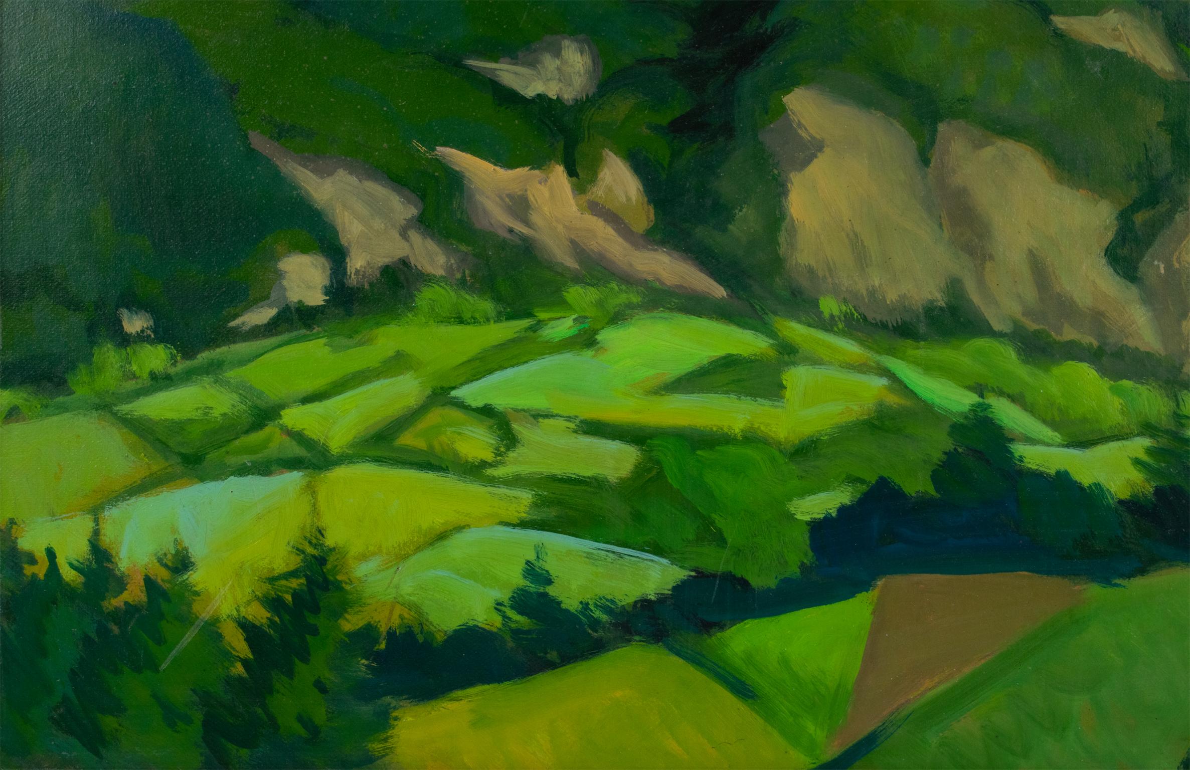 Die Alpen in der Provence, Öl auf Karton, Gemälde von Pierre-Edmond Peradon im Angebot 8