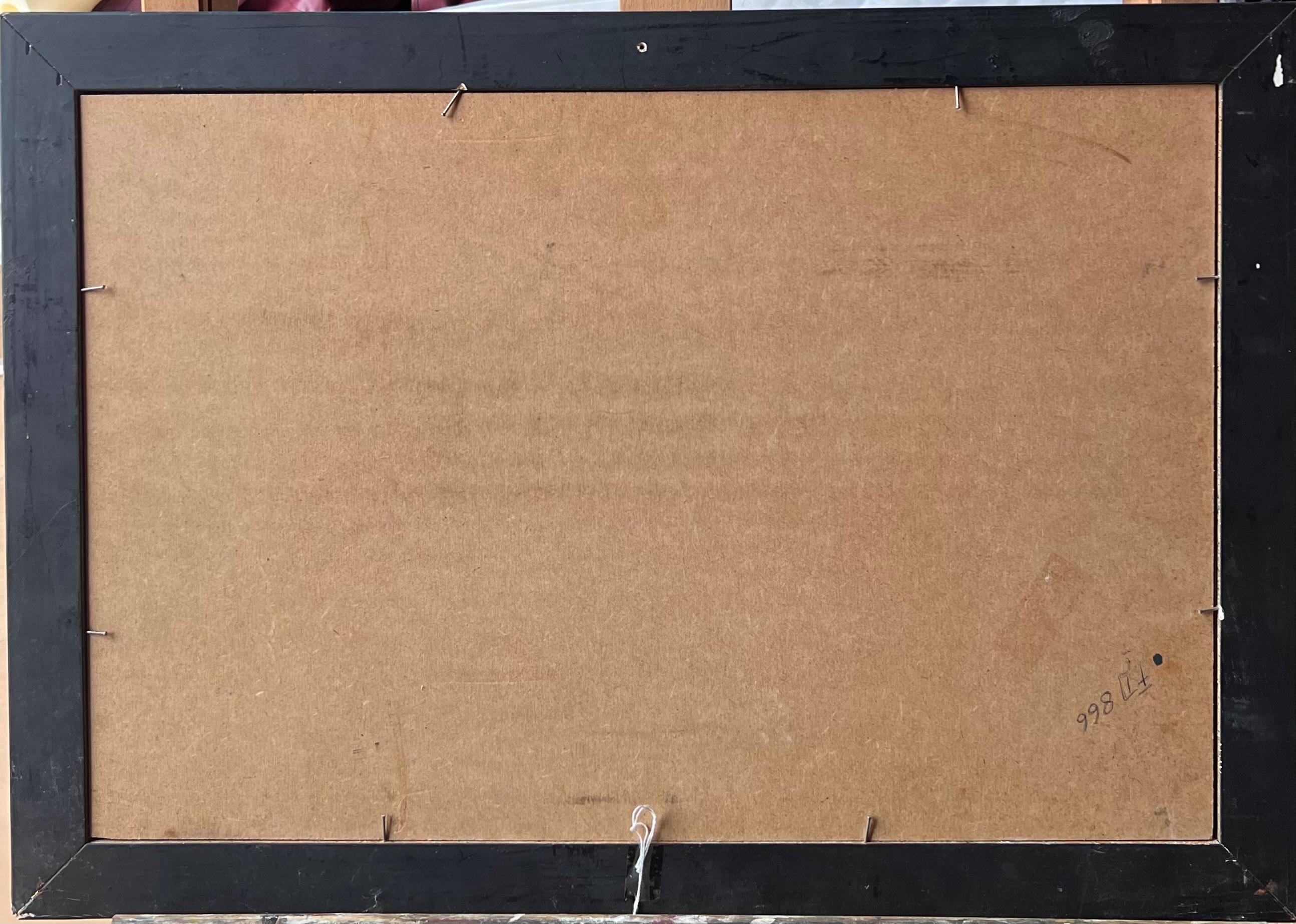 20. Jahrhundert Französisch Modernist signiert Ölgemälde Moonlit Französisch Townes Rooftops im Angebot 6