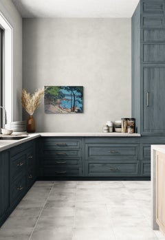 Large Vintage Post-Impressionist French landscape oil painting Cote d'Azur