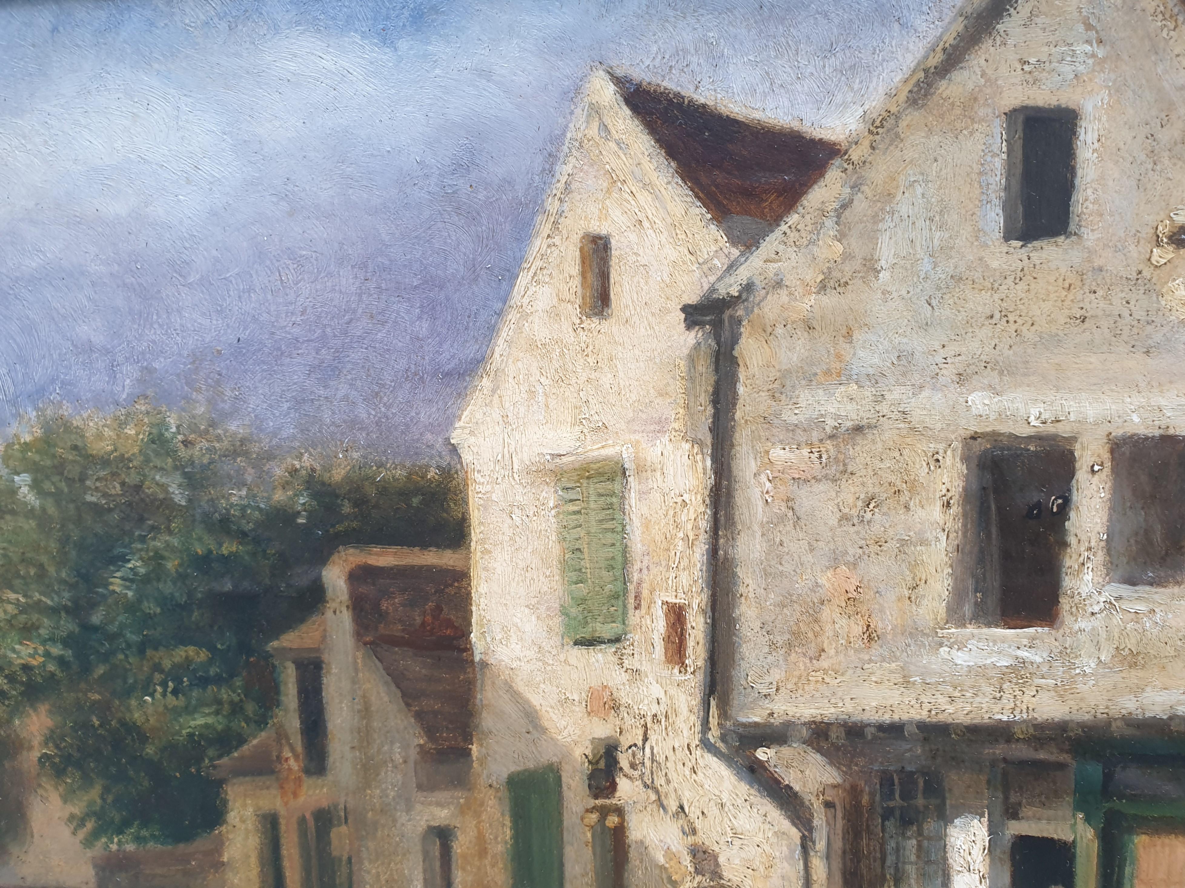Pierre Edouard FRERE Vue maisons Montfort L'Amaury Yvelines Impressionniste 19e en vente 2