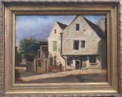 Antique Pierre Edouard FRERE Vue maisons Montfort L'Amaury Yvelines Impressionnist 19th