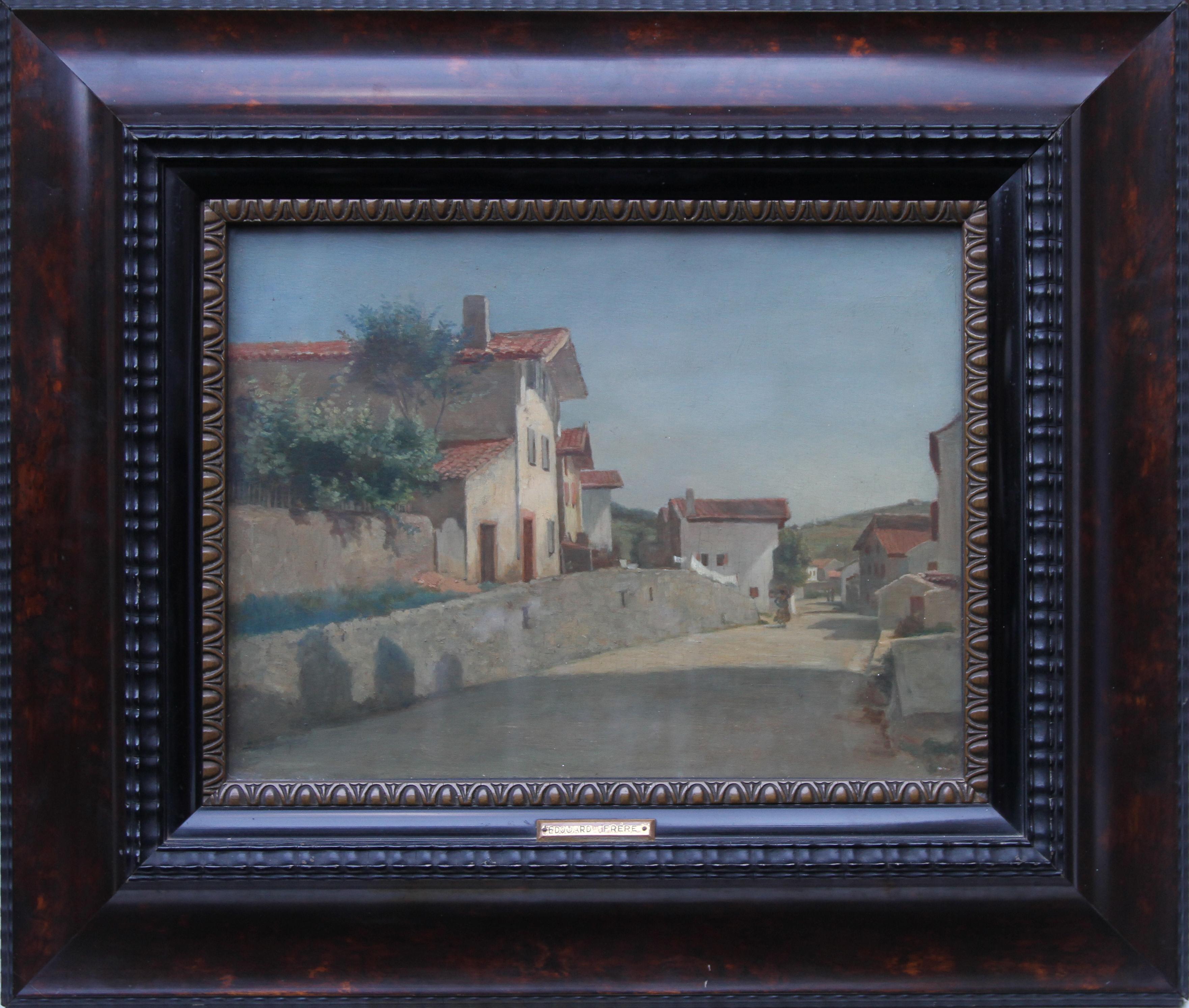 Village Landscape - French 19thC Impressionist oil painting  France For Sale 5