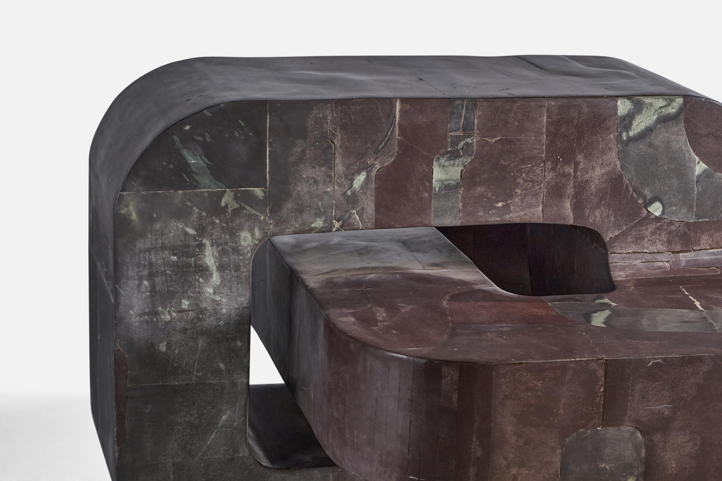 Fiberglass Pierre-Elie Gardette, Large Sculptural Coffee Table, Slate, France, 1960s For Sale