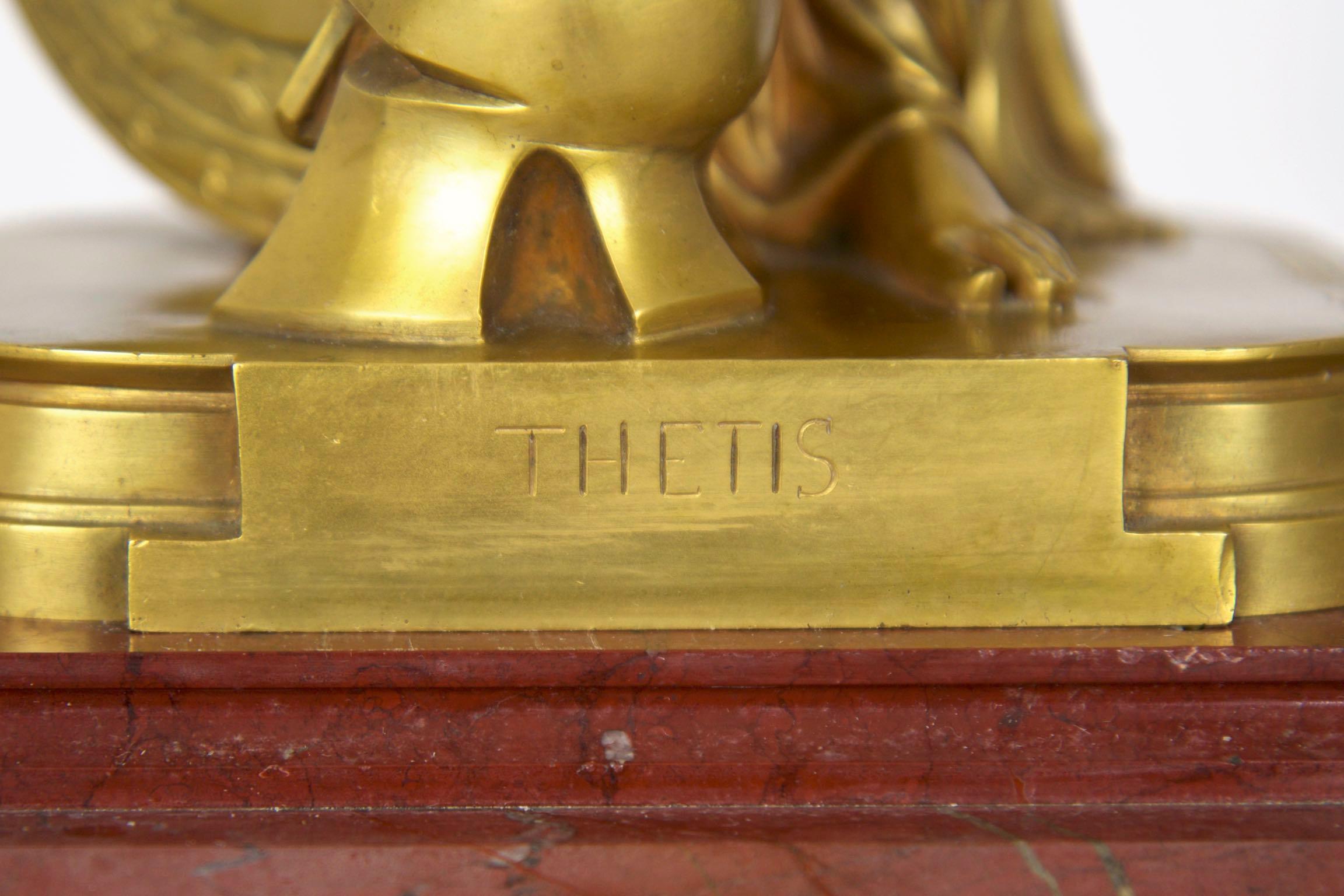 Pierre Emile Hébert & Georges Servant Bronze Sculpture of Thetis on Mantel Clock 10