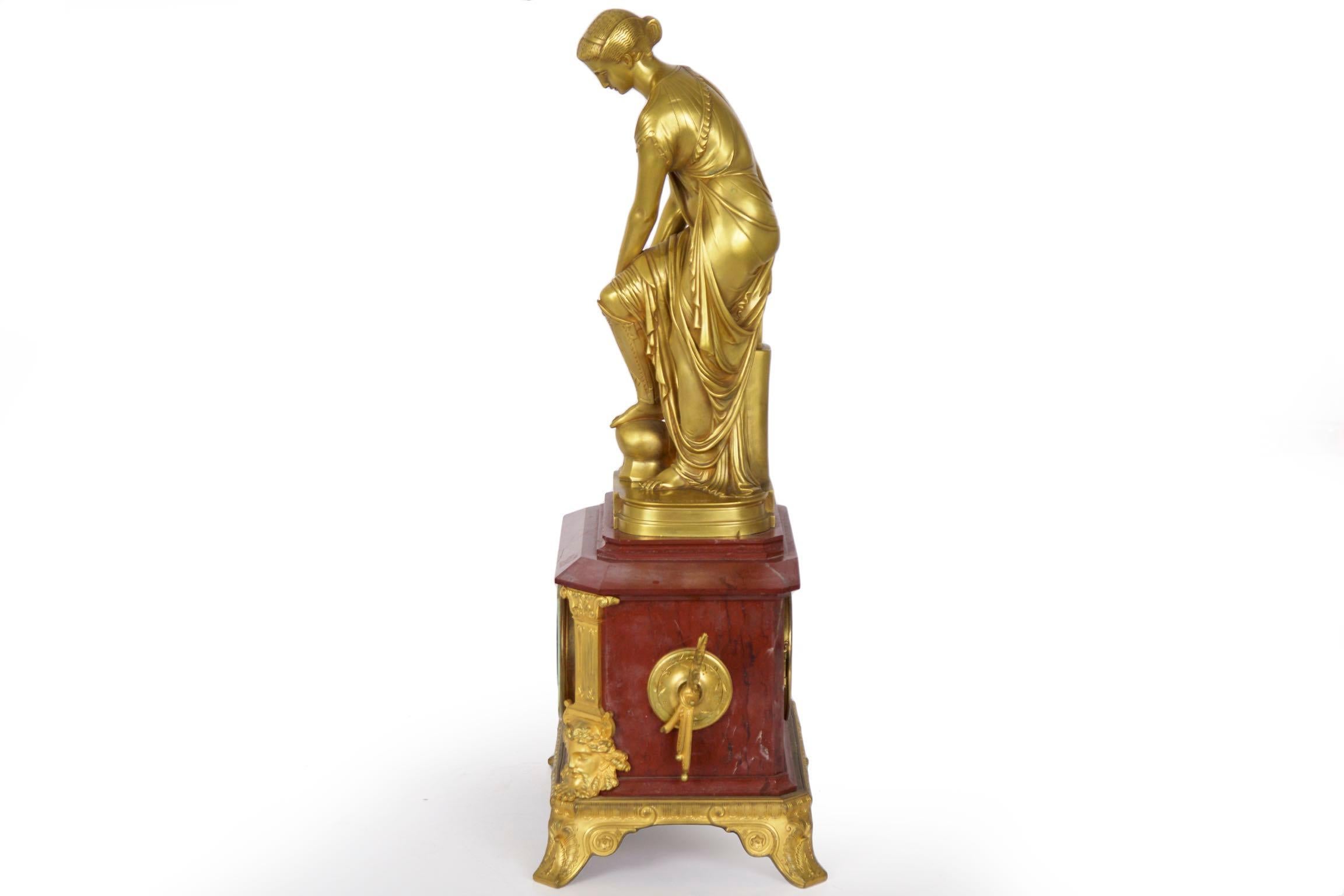 An exceptional presentation piece depicting the Greek goddess Thetis, the figure is executed by Pierre Emile Hébert in collaboration with the bronze fondeur Georges Emile Henri Servant. The two artists collaborated on several works in the Egyptian