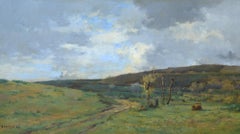 In the French Countryside, 1884, Barbizon School, Pastoral, Oil on Panel, Signed