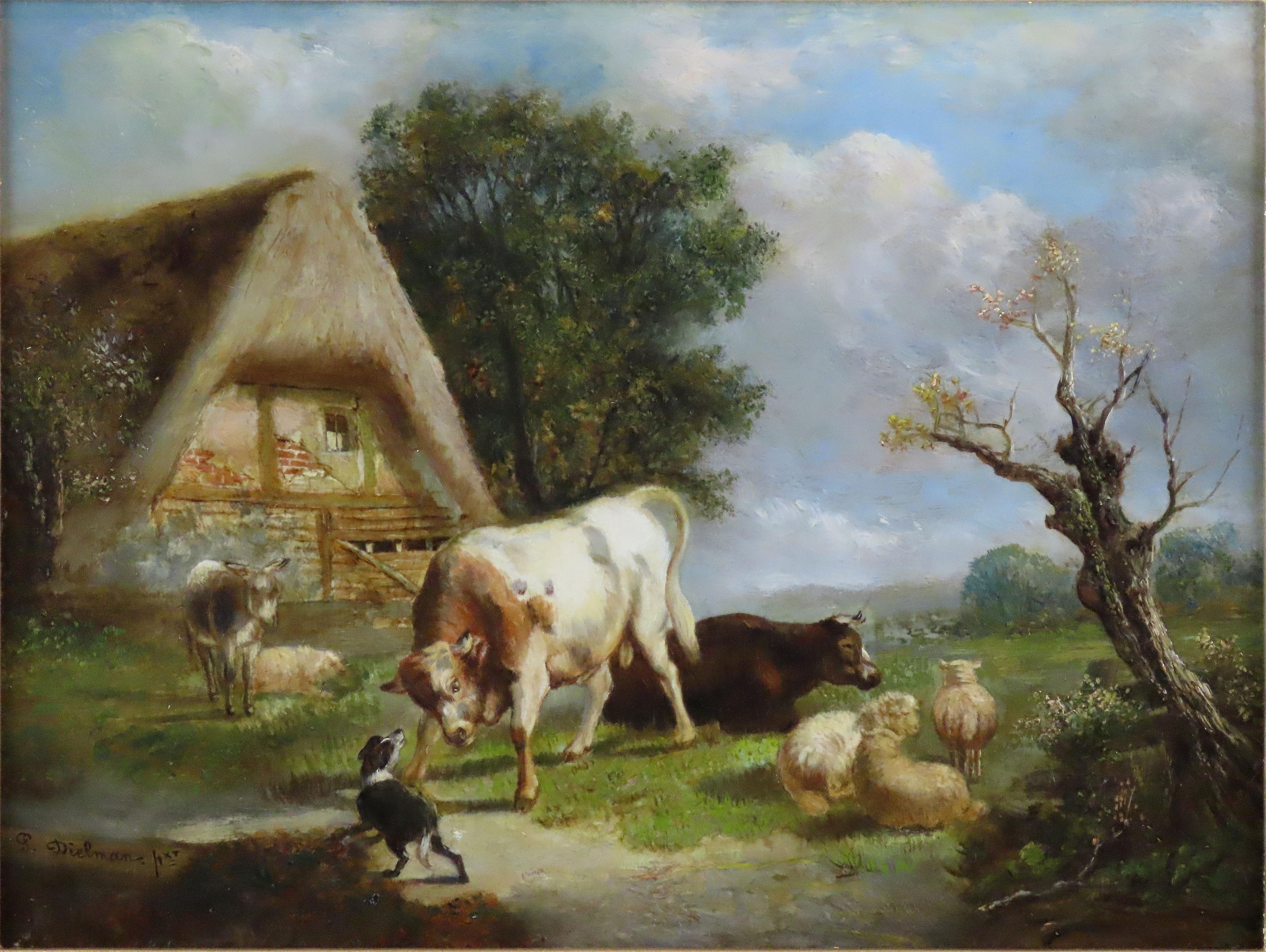Original Oil on Panel, Pierre Emmanuel Dielman. 