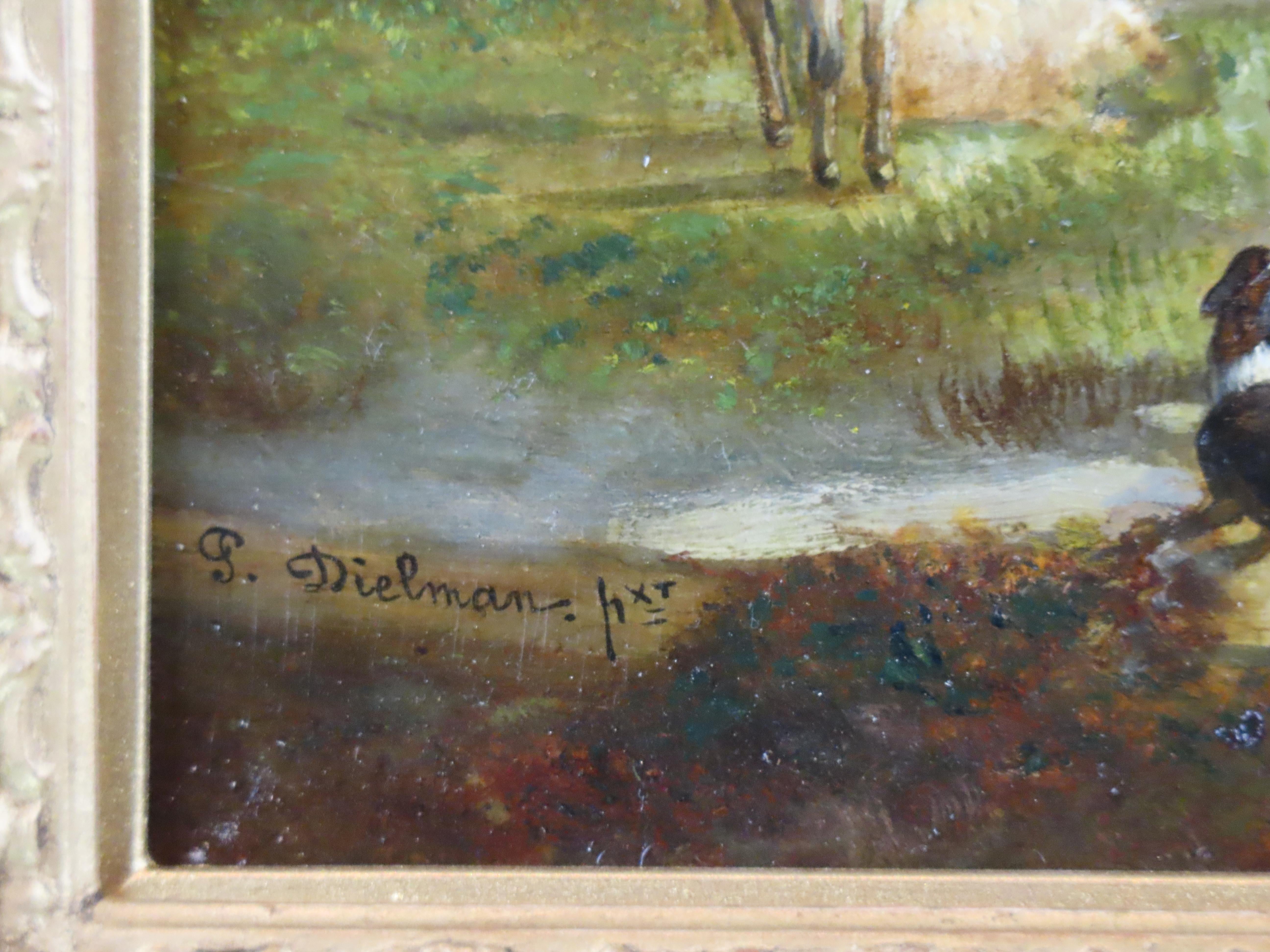 Original Oil on Panel, Pierre Emmanuel Dielman. 