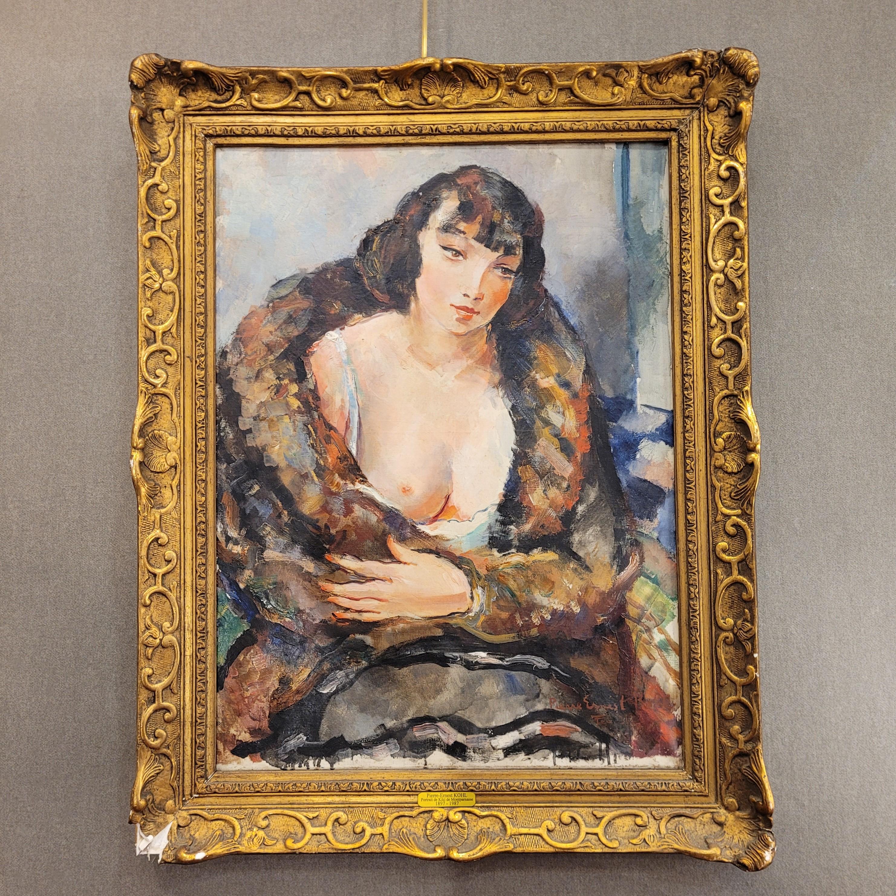 Expressionniste Pierre-Ernest Kohl Art Déco Piainting KiKi de Montparnase portrait expressionniste