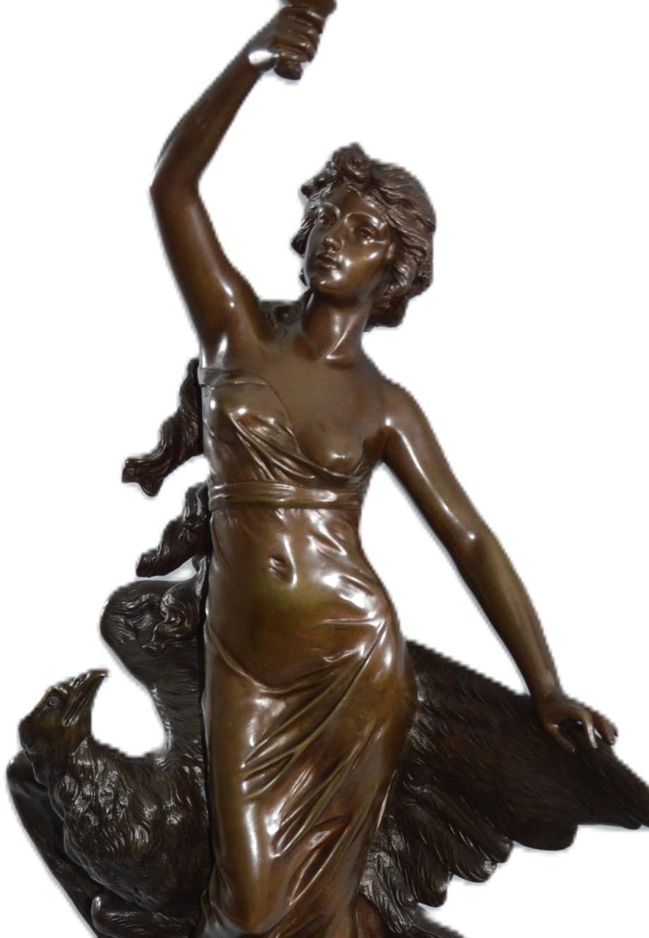 Art Nouveau francés Bronce - Figurative Sculpture Oro de Pierre Etienne Daniel CAMPAGNE (1851 1914)
