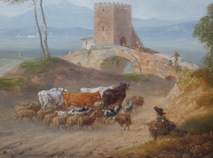 Painting LESUEUR French Neo-classical Landscape Late 18th Oil canvas Italy