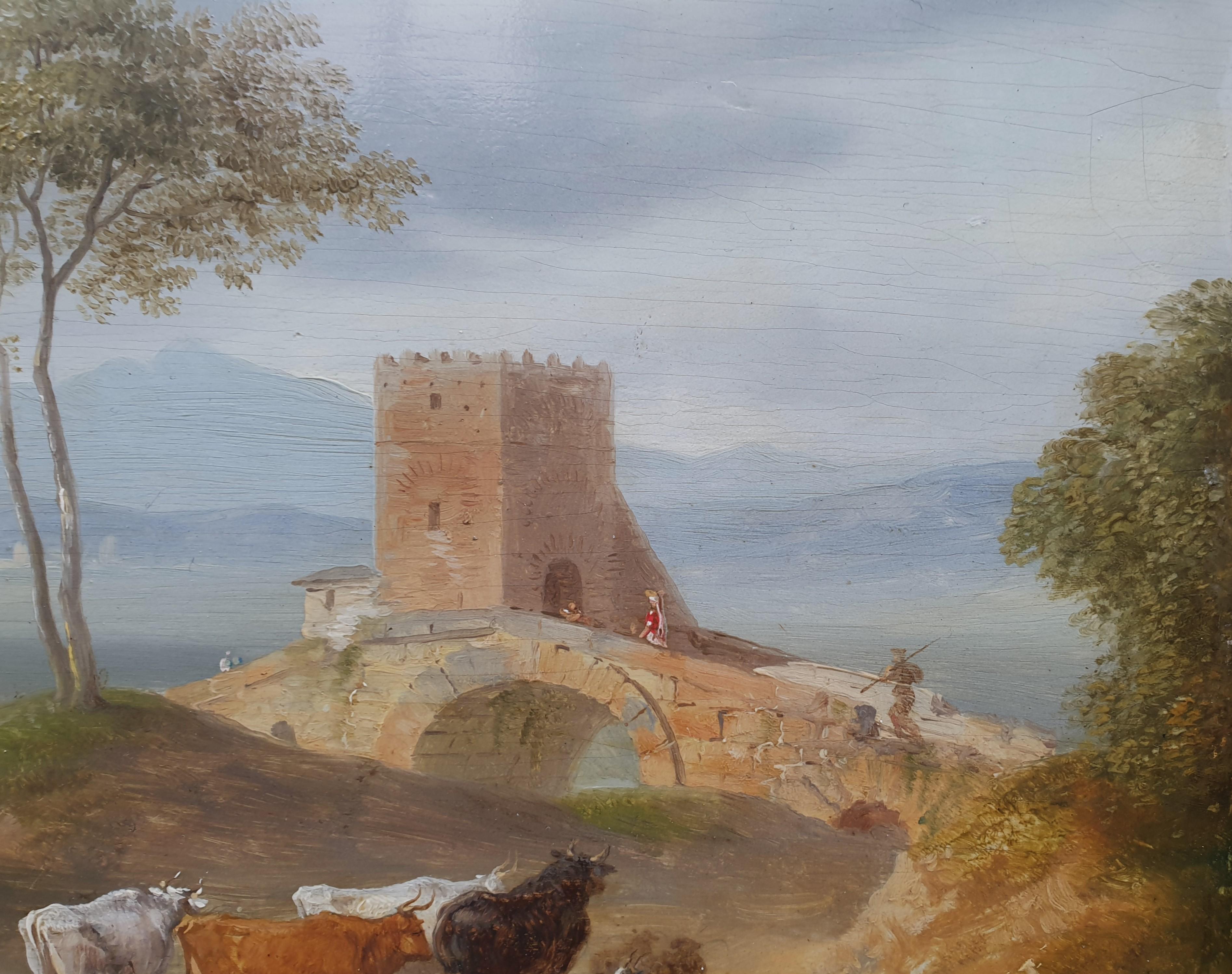 Painting LESUEUR French Neo-classical Landscape Late 18th Oil canvas Italy 2