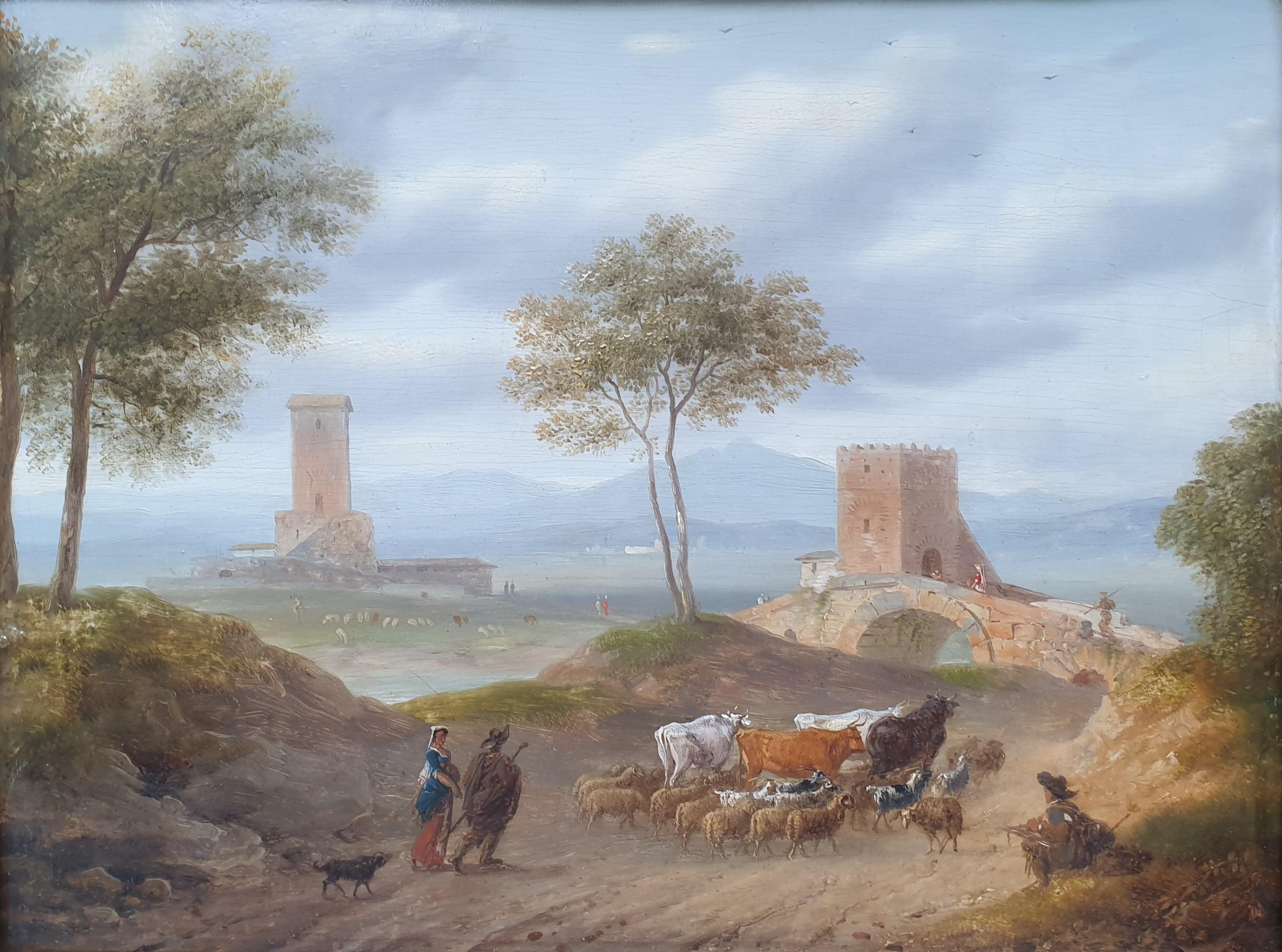 Painting LESUEUR French Neo-classical Landscape Late 18th Oil canvas Italy 4