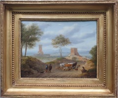 Antique Painting LESUEUR French Neo-classical Landscape Late 18th Oil canvas Italy