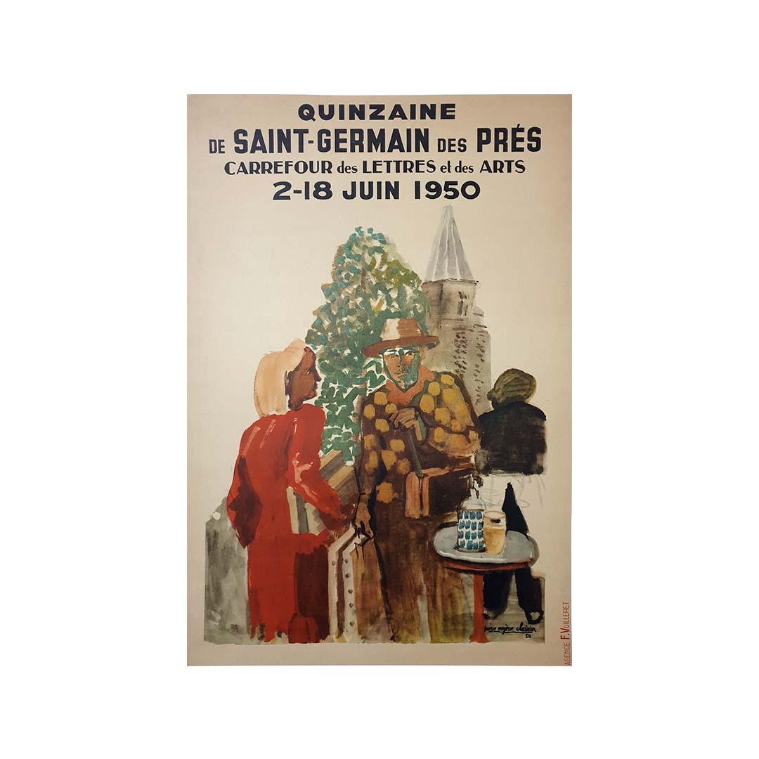 1950 original poster by P. E. Clairin - Quinzaine de Saint-Germain-des-Prés For Sale 2