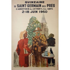 1950 original poster by P. E. Clairin - Quinzaine de Saint-Germain-des-Prés