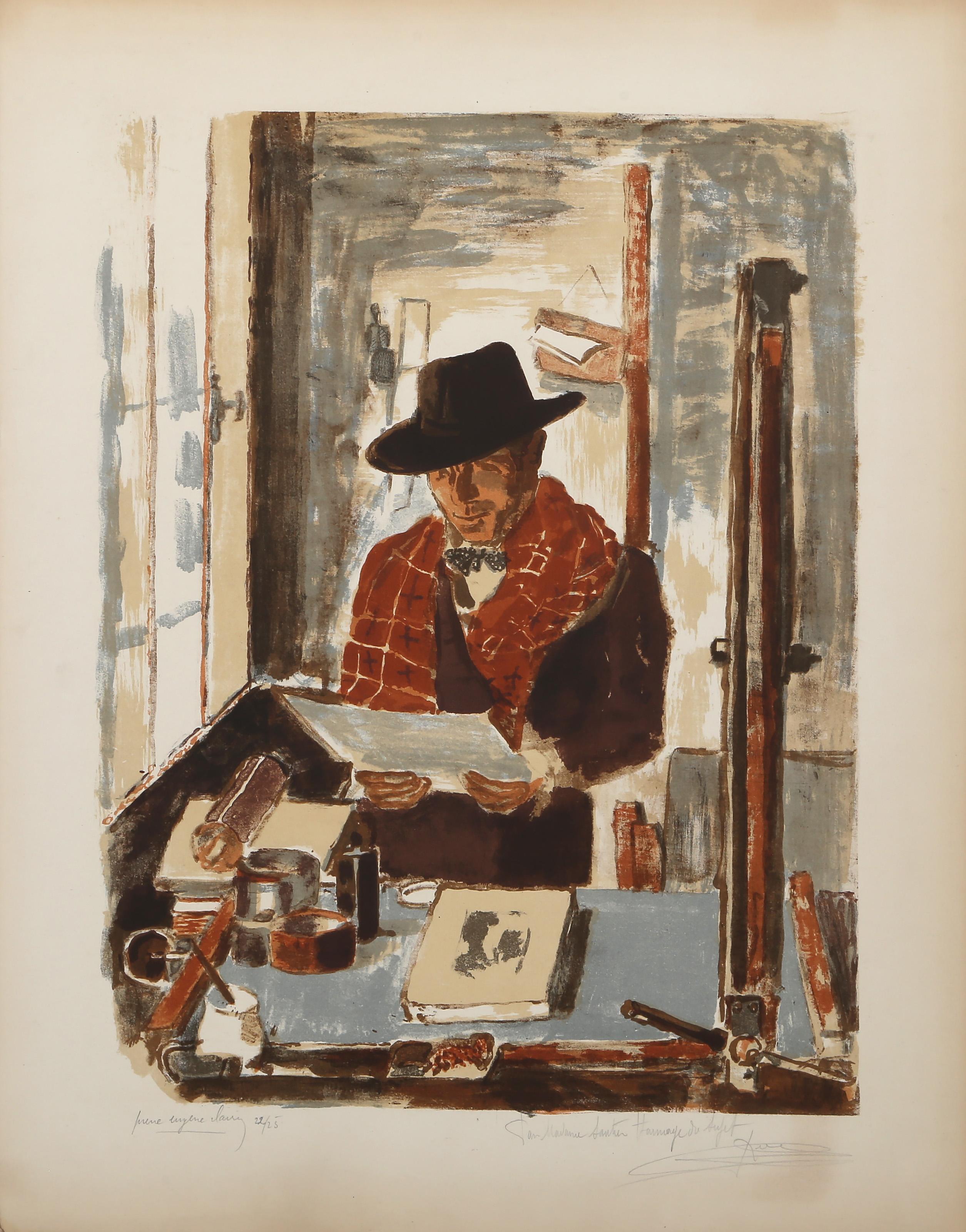 Artistics Ravel le lithographe, lithographie moderne de Pierre-Eugène Clairin en vente 1