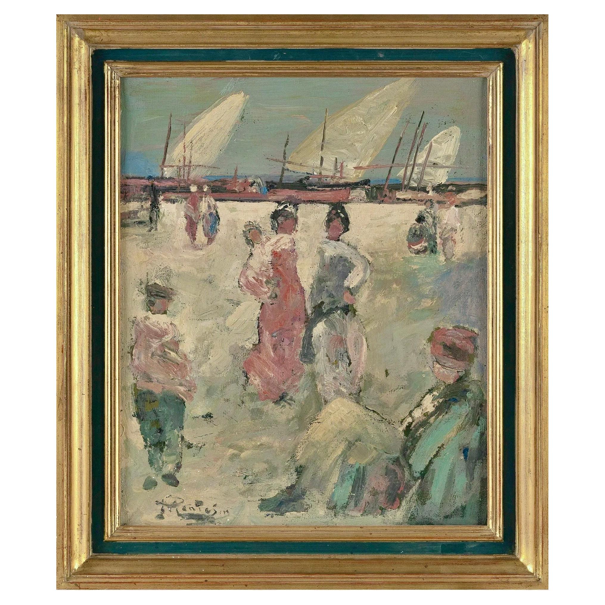 Pierre Eugene De Montezin Beachgoers For Sale