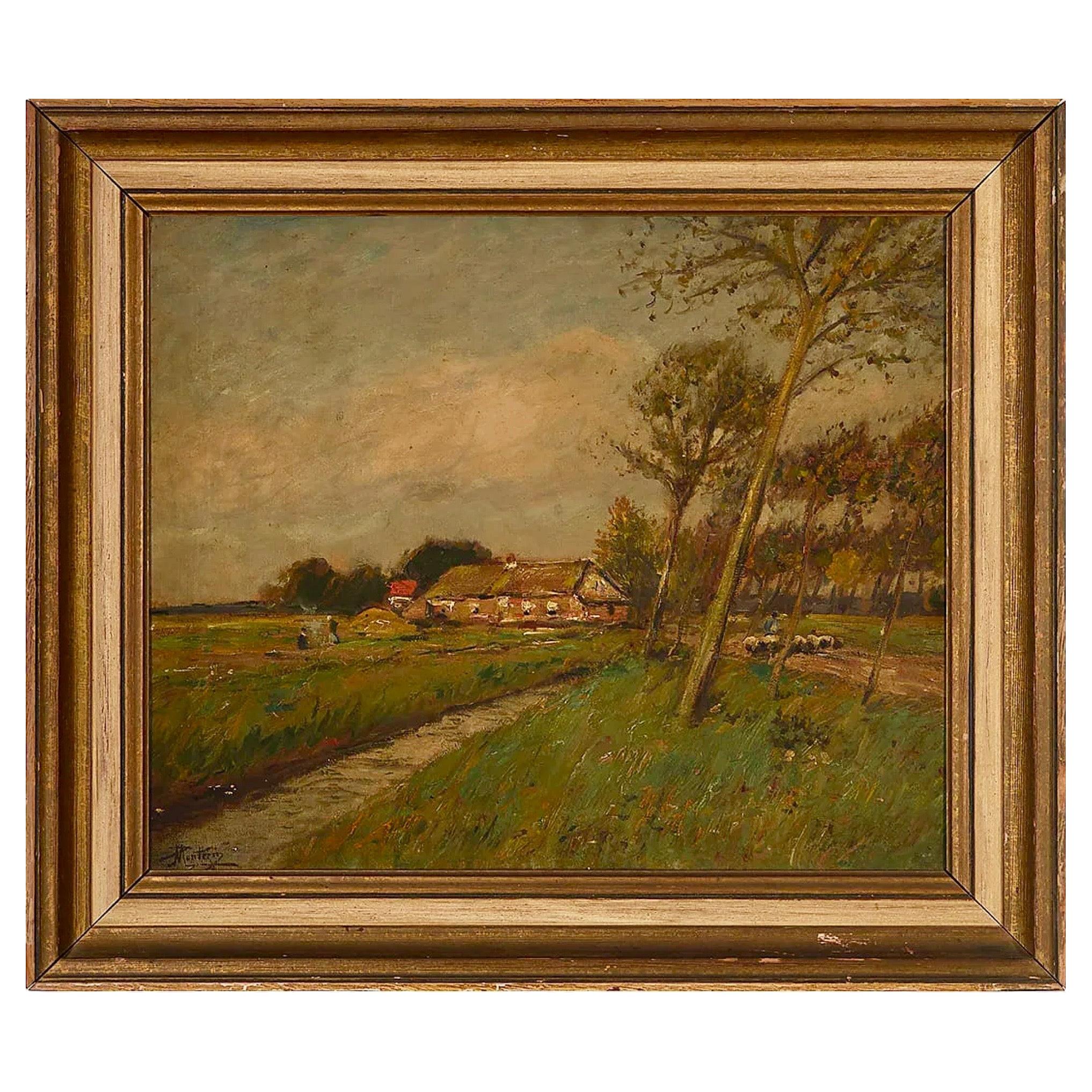 Pierre Eugene De Montezin Farmhouse landscape