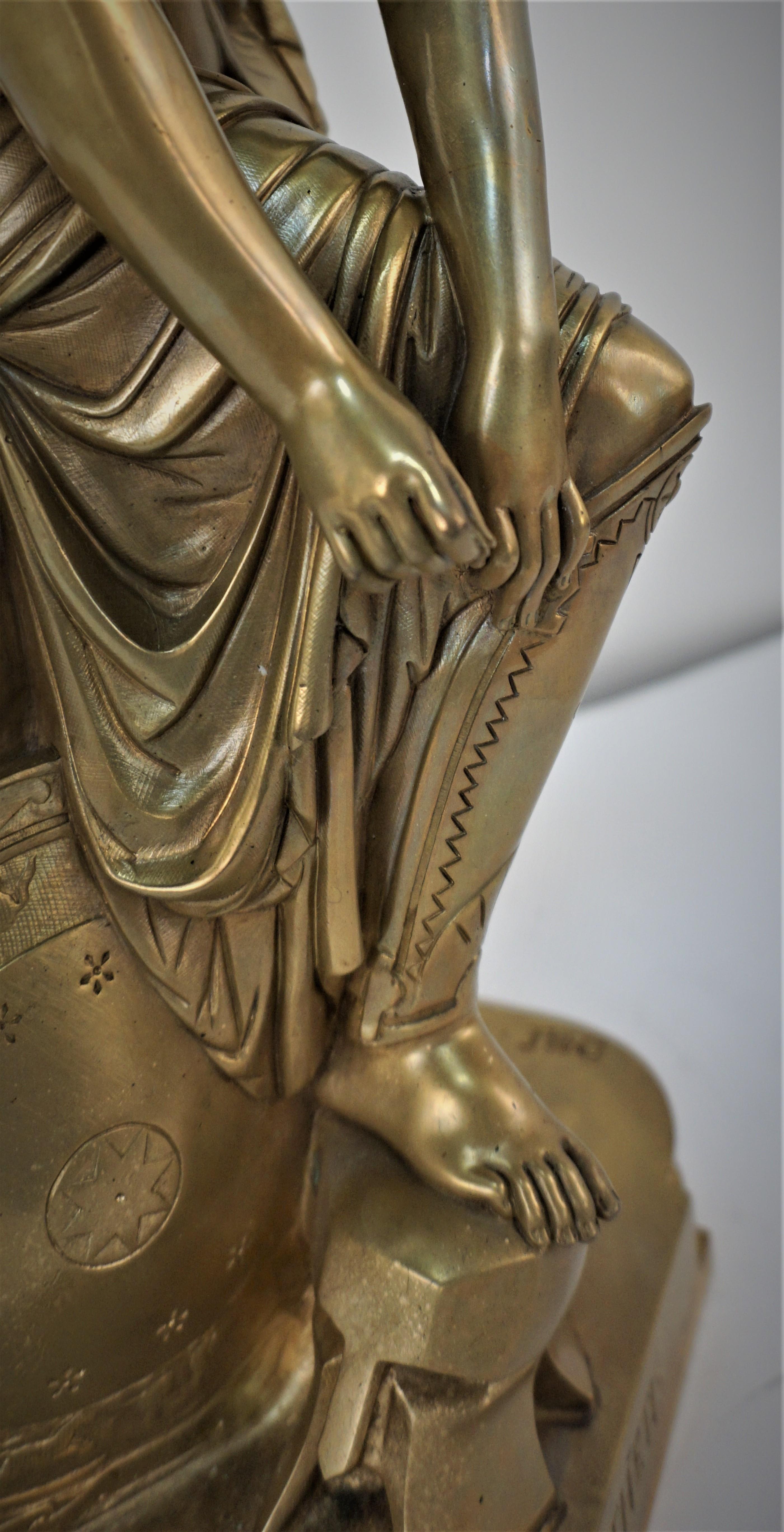 Pierre Eugene Emile Hebert 'Thetis' Goddess of Sea Bronze Sculpture In Good Condition In Fairfax, VA