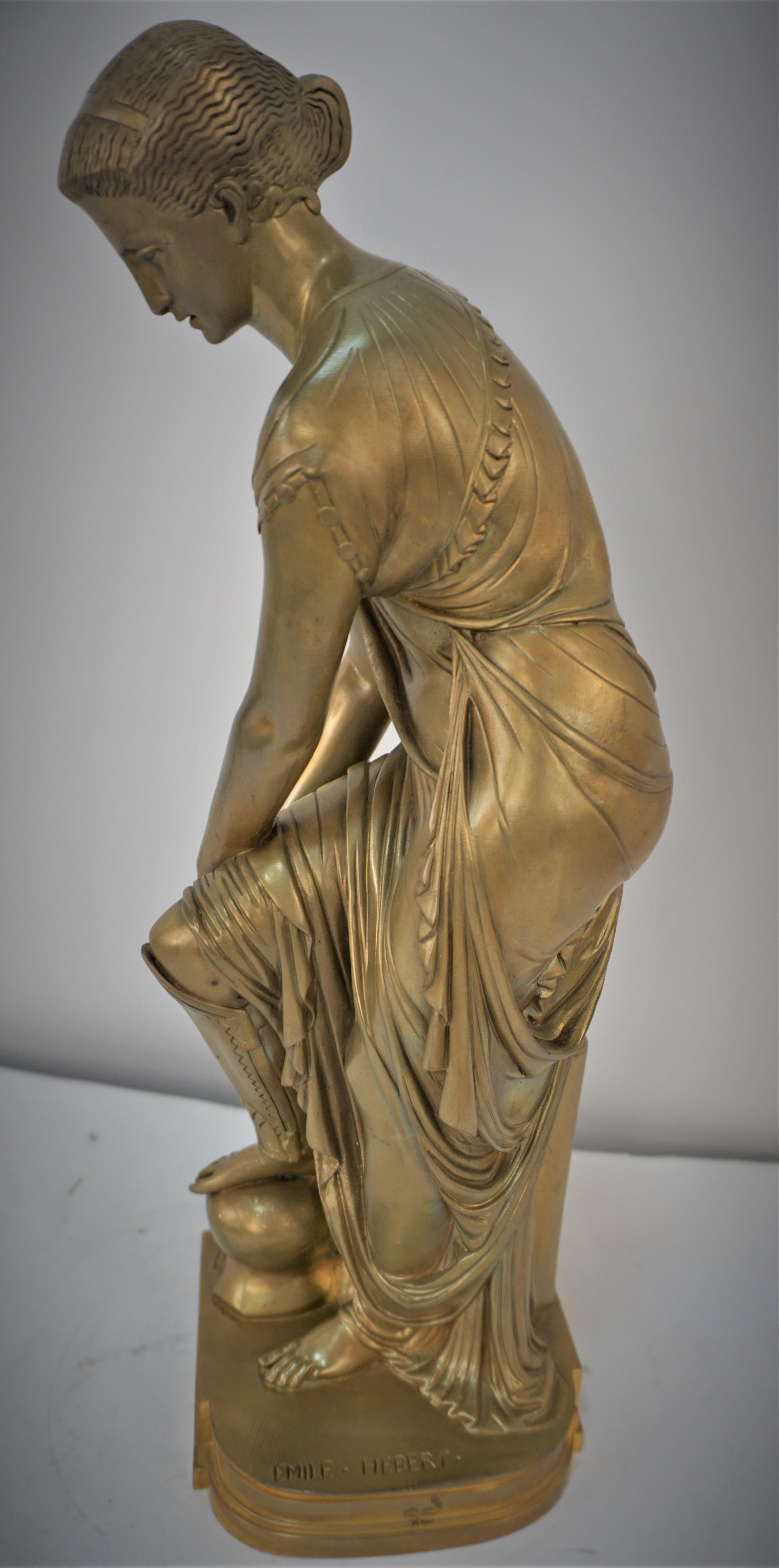 19th Century Pierre Eugene Emile Hebert 'Thetis' Goddess of Sea Bronze Sculpture