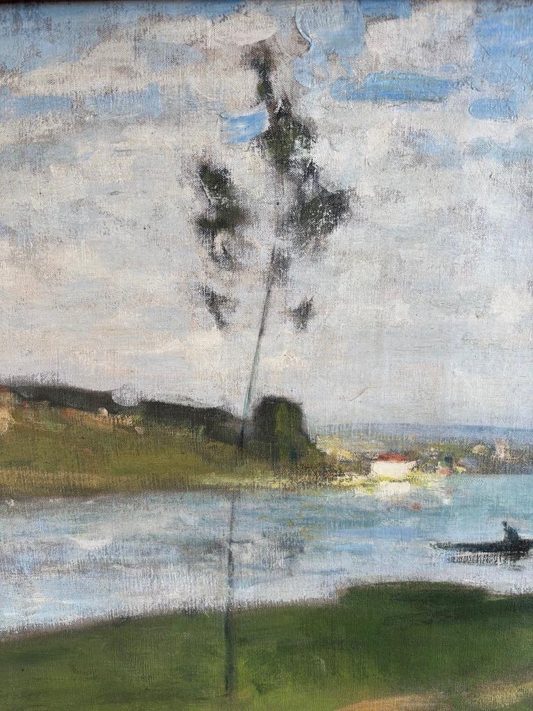 Pierre Montezin grande peinture impressionniste française, Scène près de Barbizon en vente 3