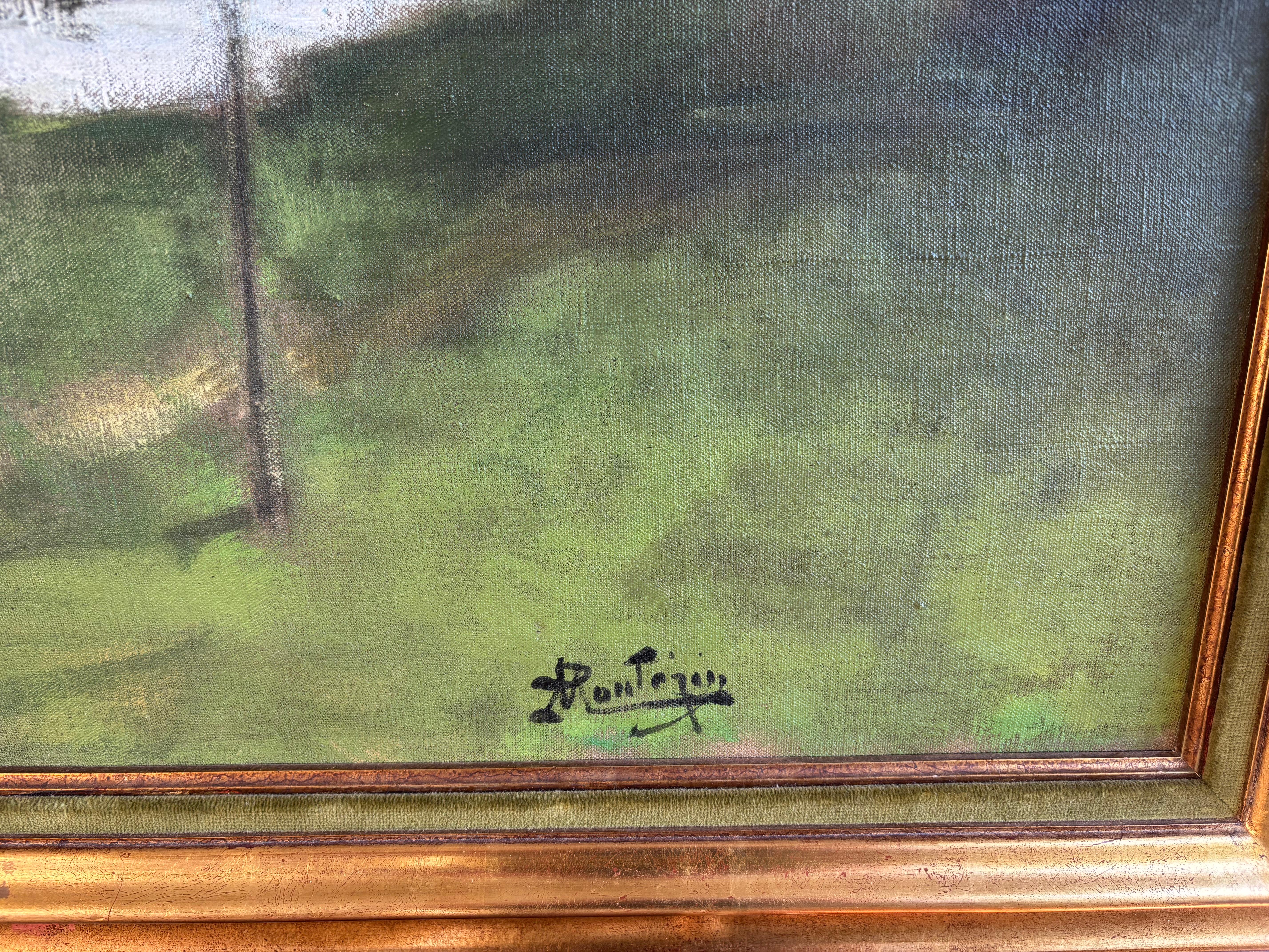 Pierre Montezin grande peinture impressionniste française, Scène près de Barbizon en vente 4