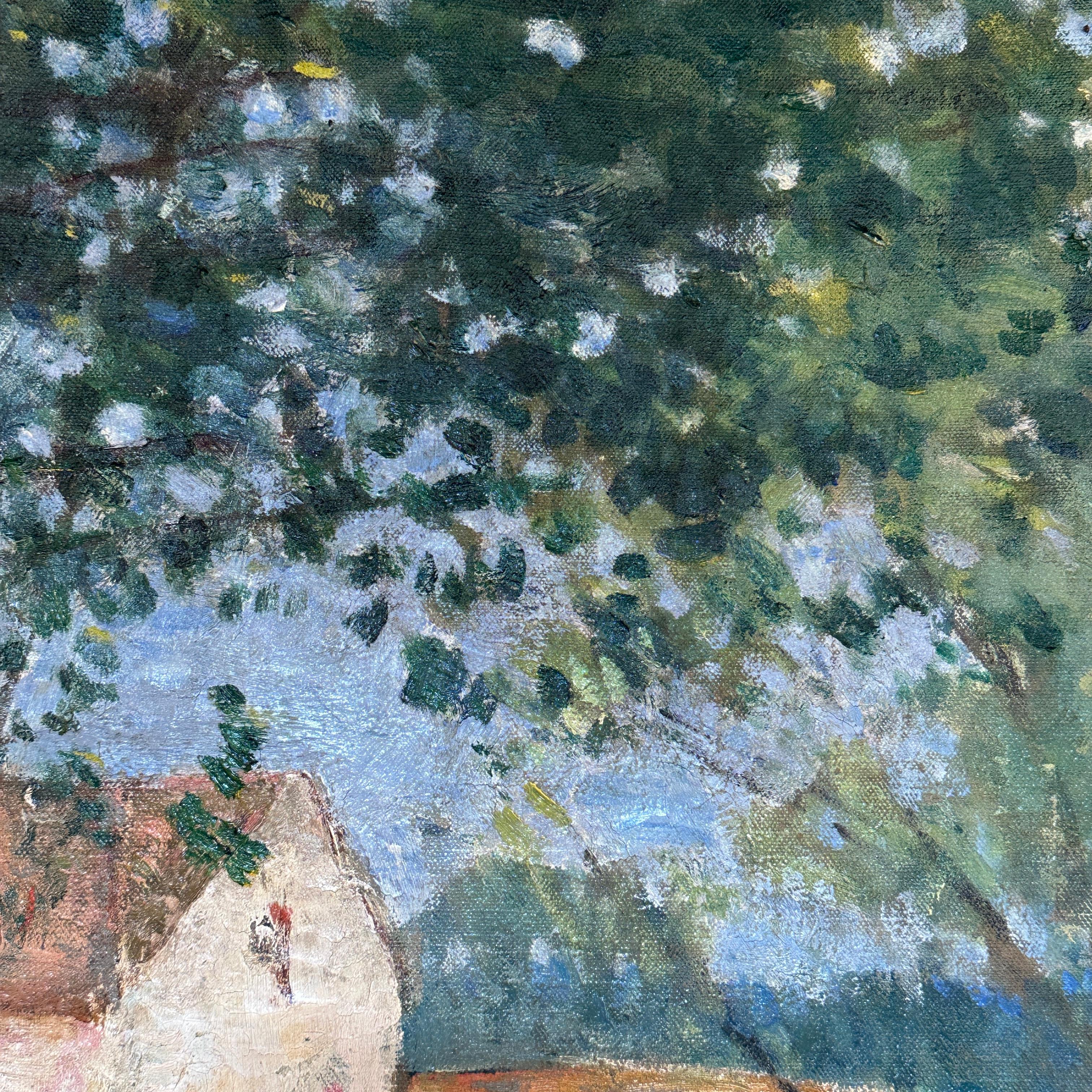 A Summers Afternoon Impressionist Provence Landscape Green, Yellow, Figurative For Sale 4