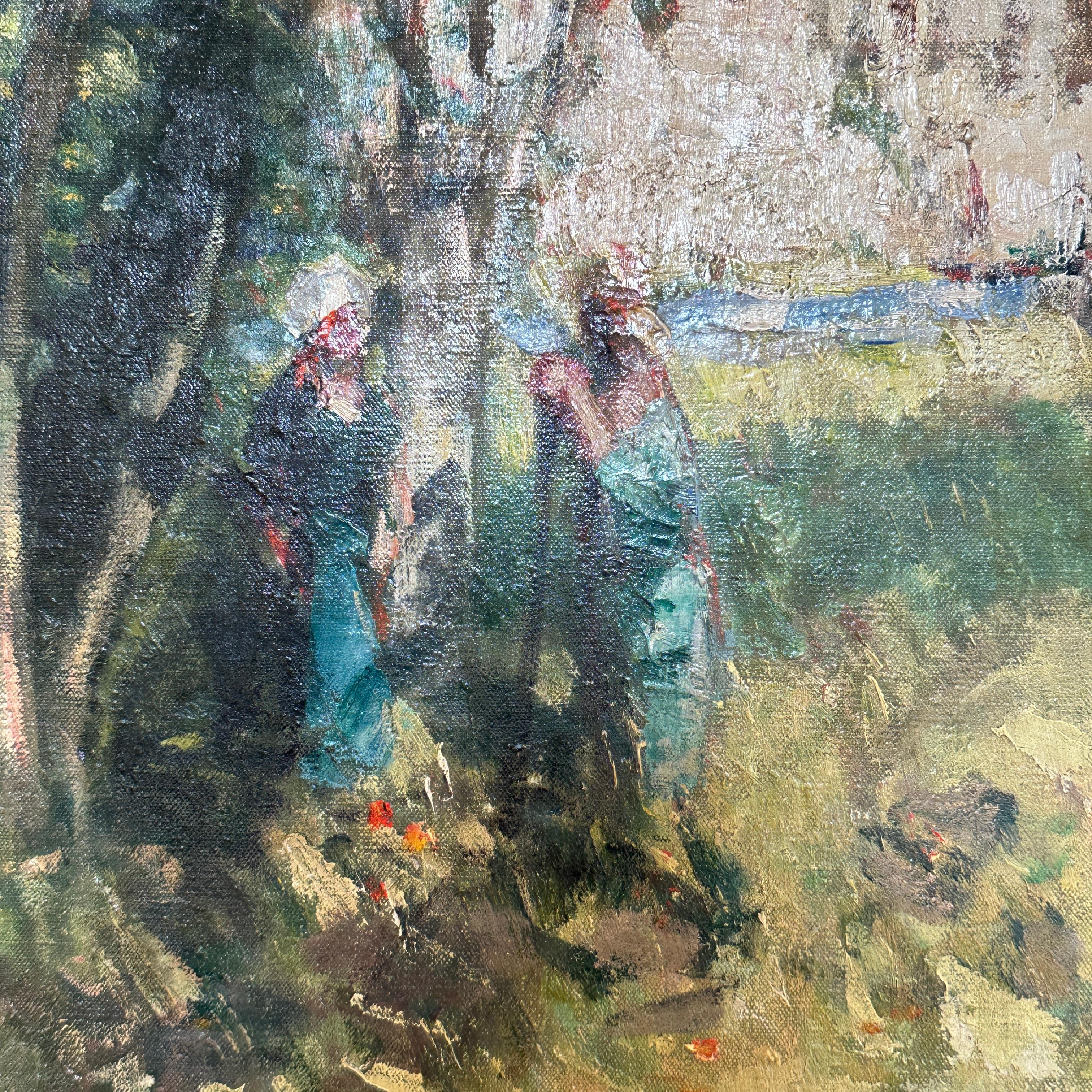 A Summers Afternoon Impressionist Provence Landscape Green, Yellow, Figurative For Sale 5