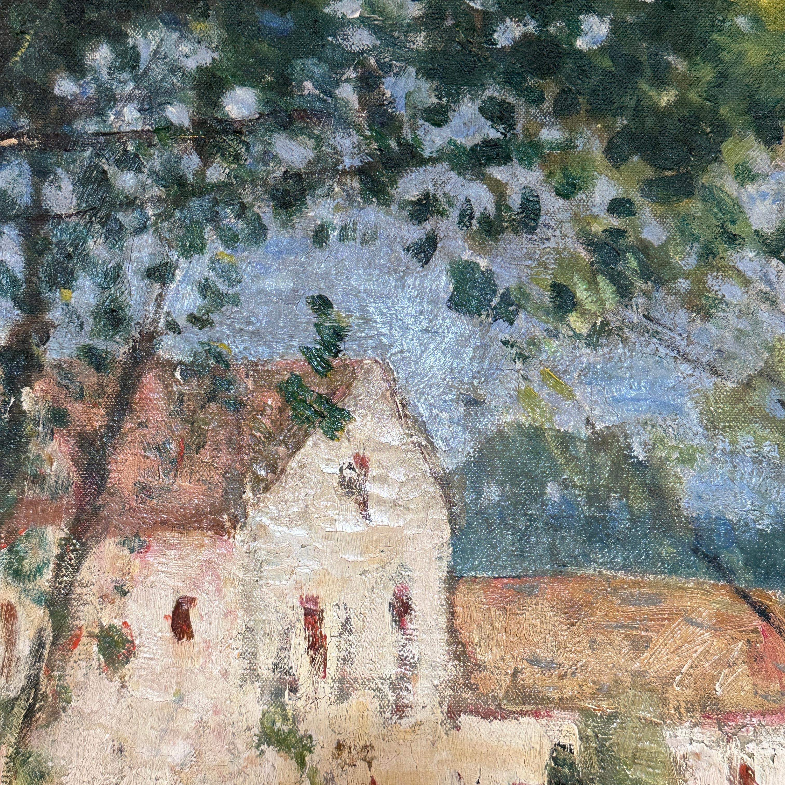 A Summers Afternoon Impressionist Provence Landscape Green, Yellow, Figurative For Sale 6