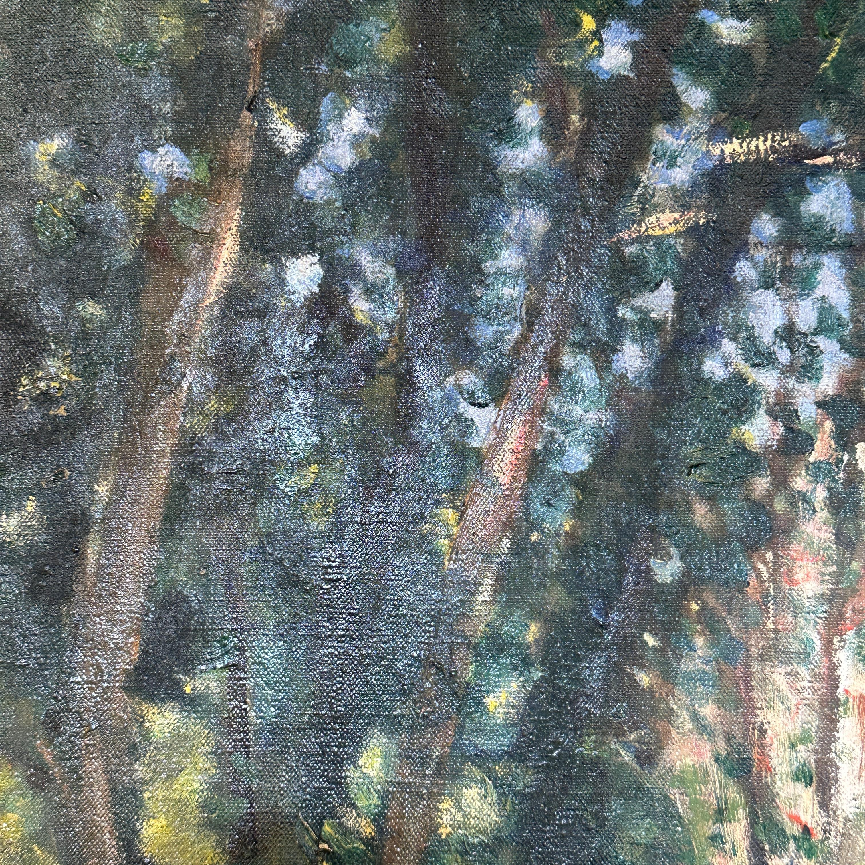 A Summers Afternoon Impressionist Provence Landscape Green, Yellow, Figurative For Sale 7