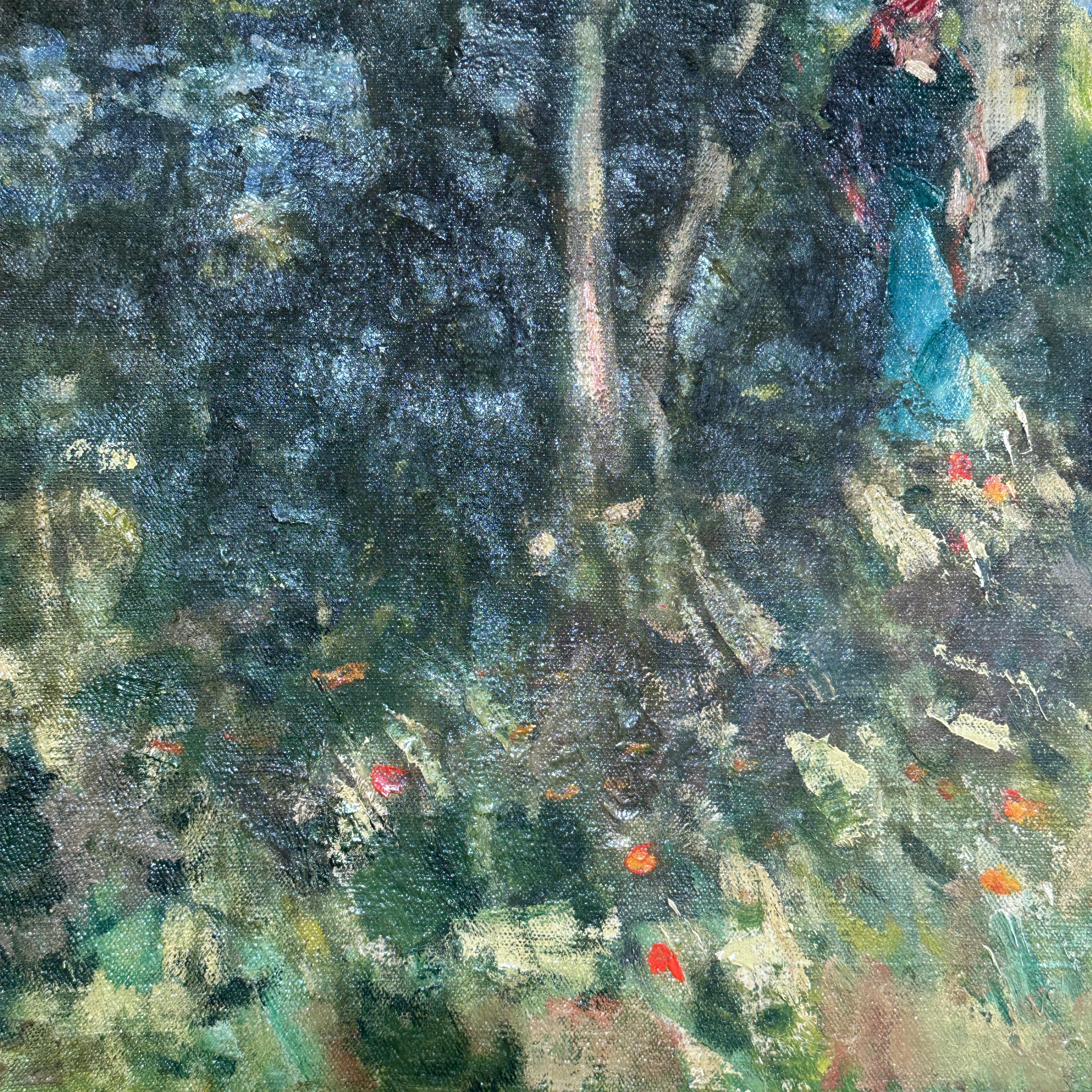 A Summers Afternoon Impressionist Provence Landscape Green, Yellow, Figurative For Sale 9