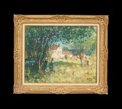 A Summers Afternoon Impressionist Provence Landscape Green, Yellow, Figurative