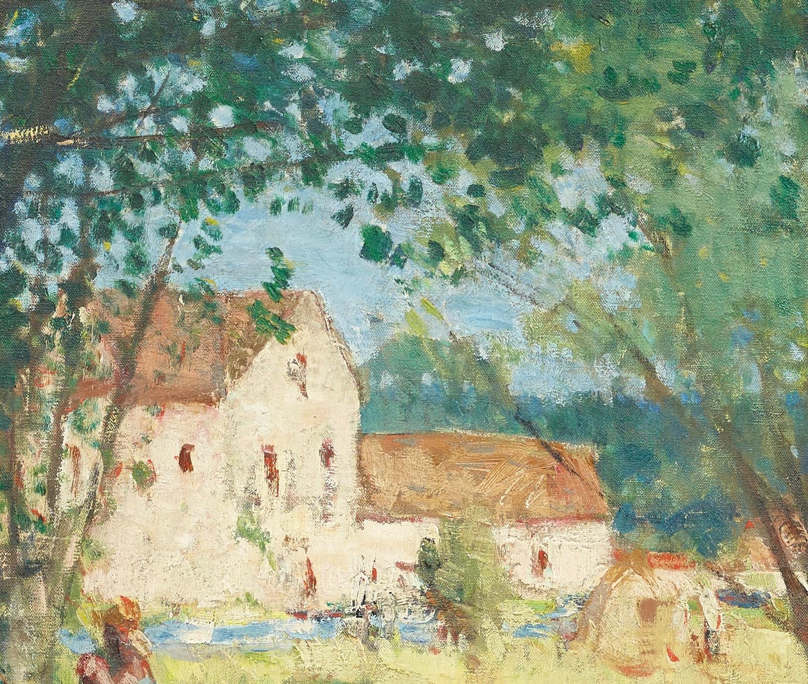 Ein Sommernachmittag Impressionistische Provence-Landschaft Grün, Gelb, Figurativ im Angebot 2