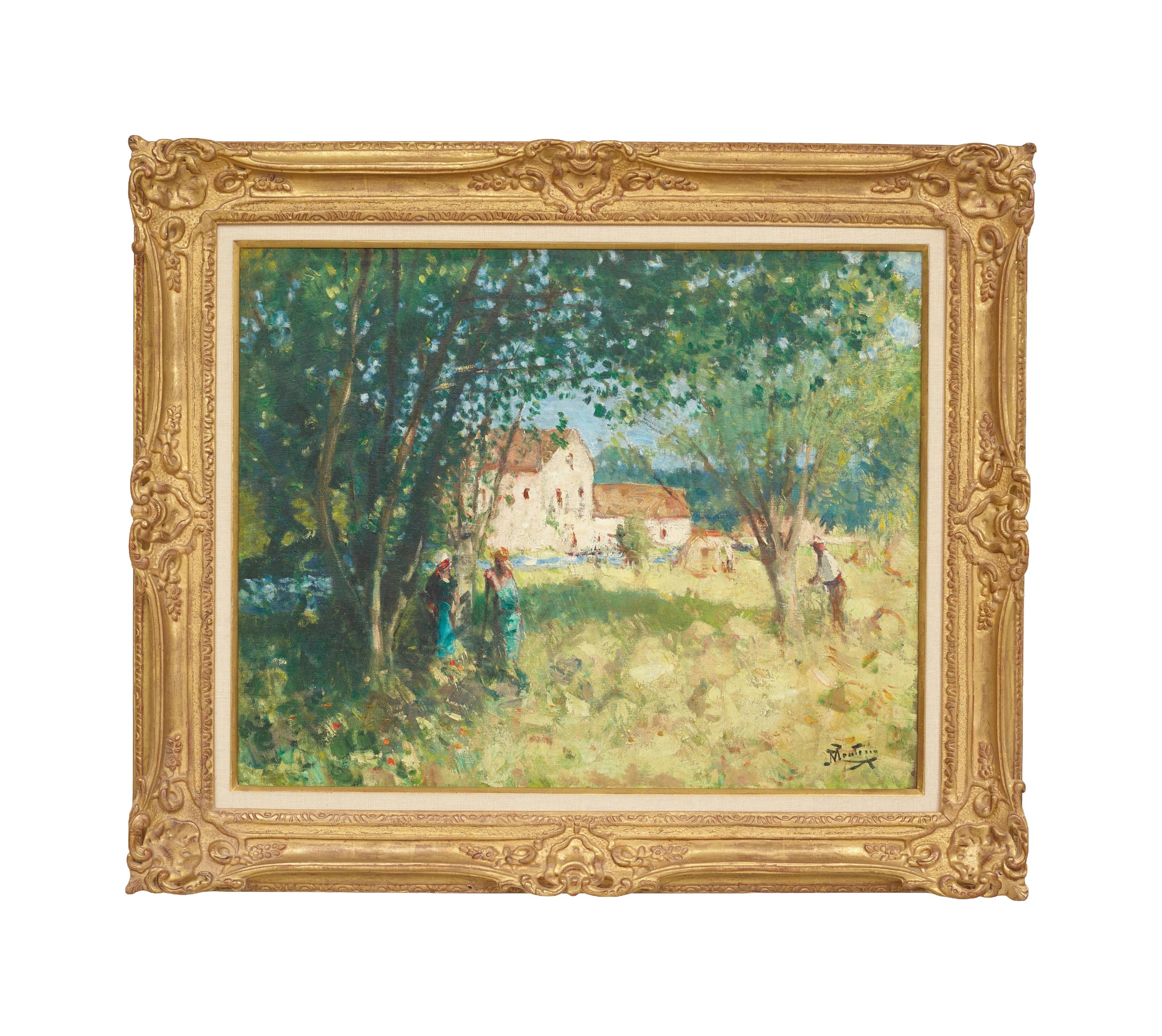 Ein Sommernachmittag Impressionistische Provence-Landschaft Grün, Gelb, Figurativ im Angebot 3