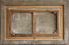 By the Lake - 19th Century Oil, Figure & Cow in Landscape by Pierre Montezin