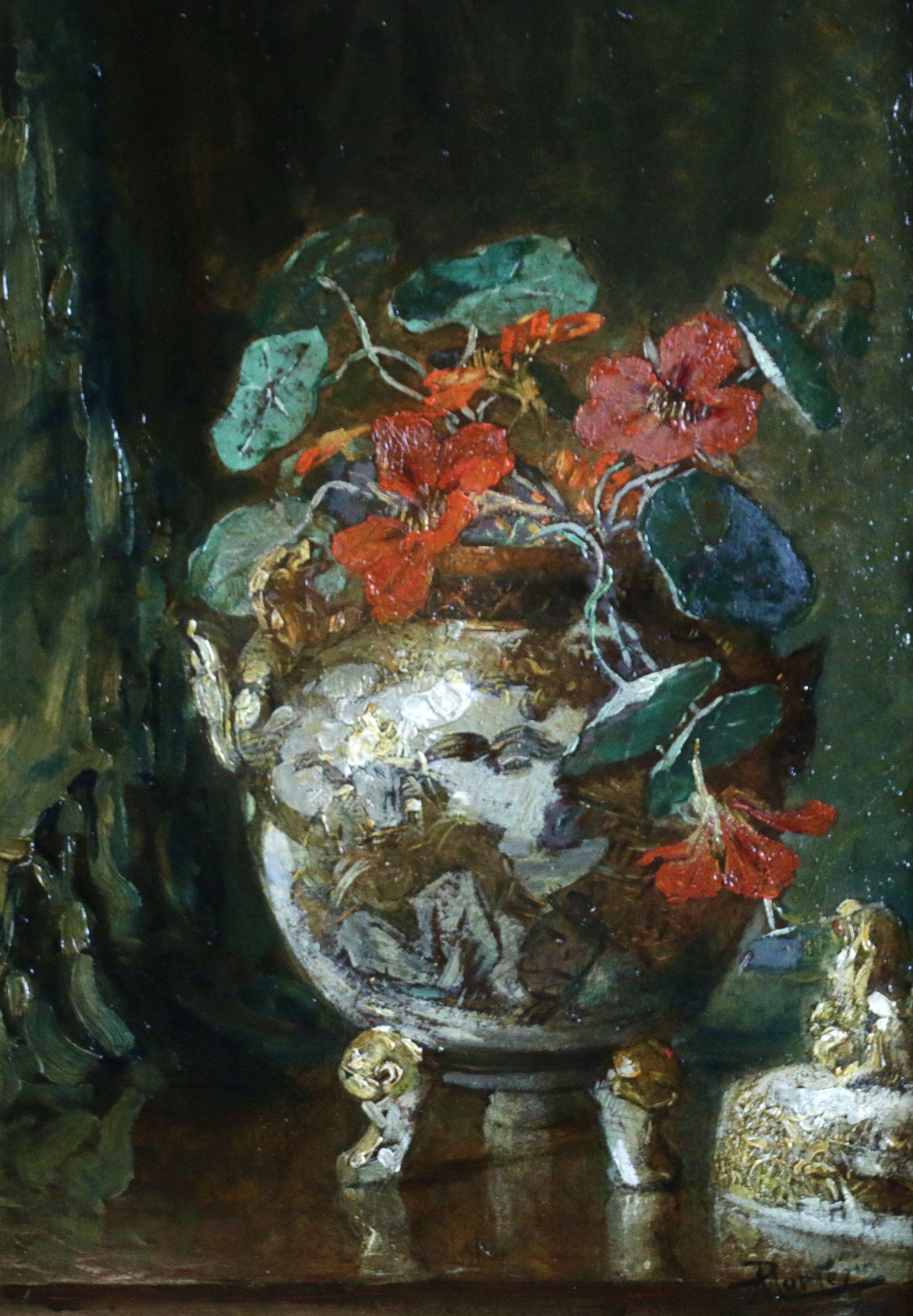 Pierre Eugene Montezin Interior Painting - Flowers in a Japanese Vase