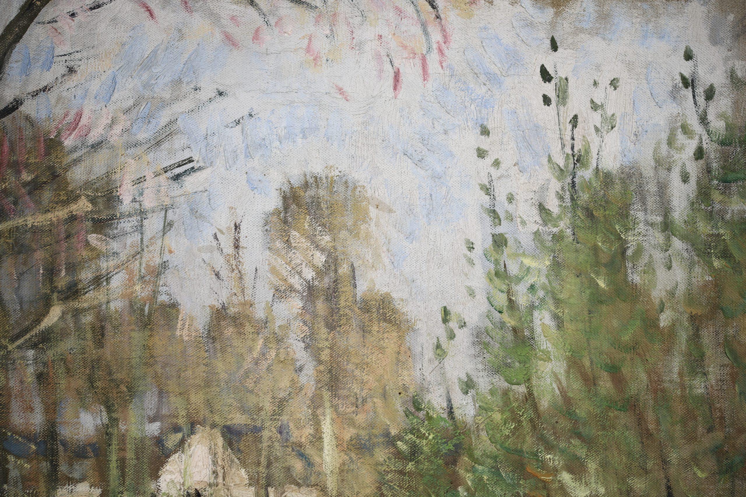 La Chalandiere a Briere - Paesaggio fluviale impressionista olio di Pierre Montezin - Painting Impressionismo di Pierre Eugene Montezin