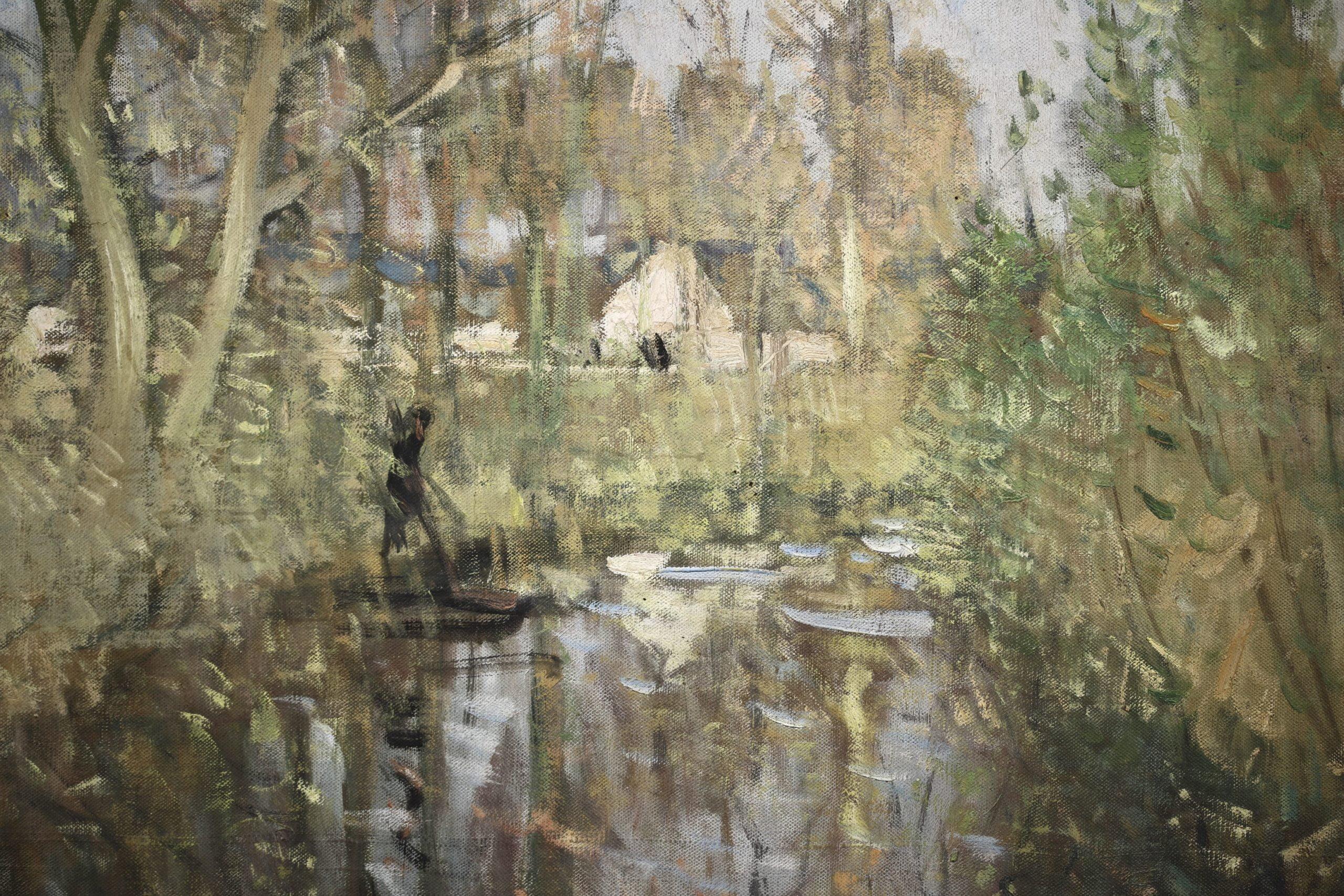 La Chalandiere a Briere - Impressionist River Landscape Oil by Pierre Montezin For Sale 3