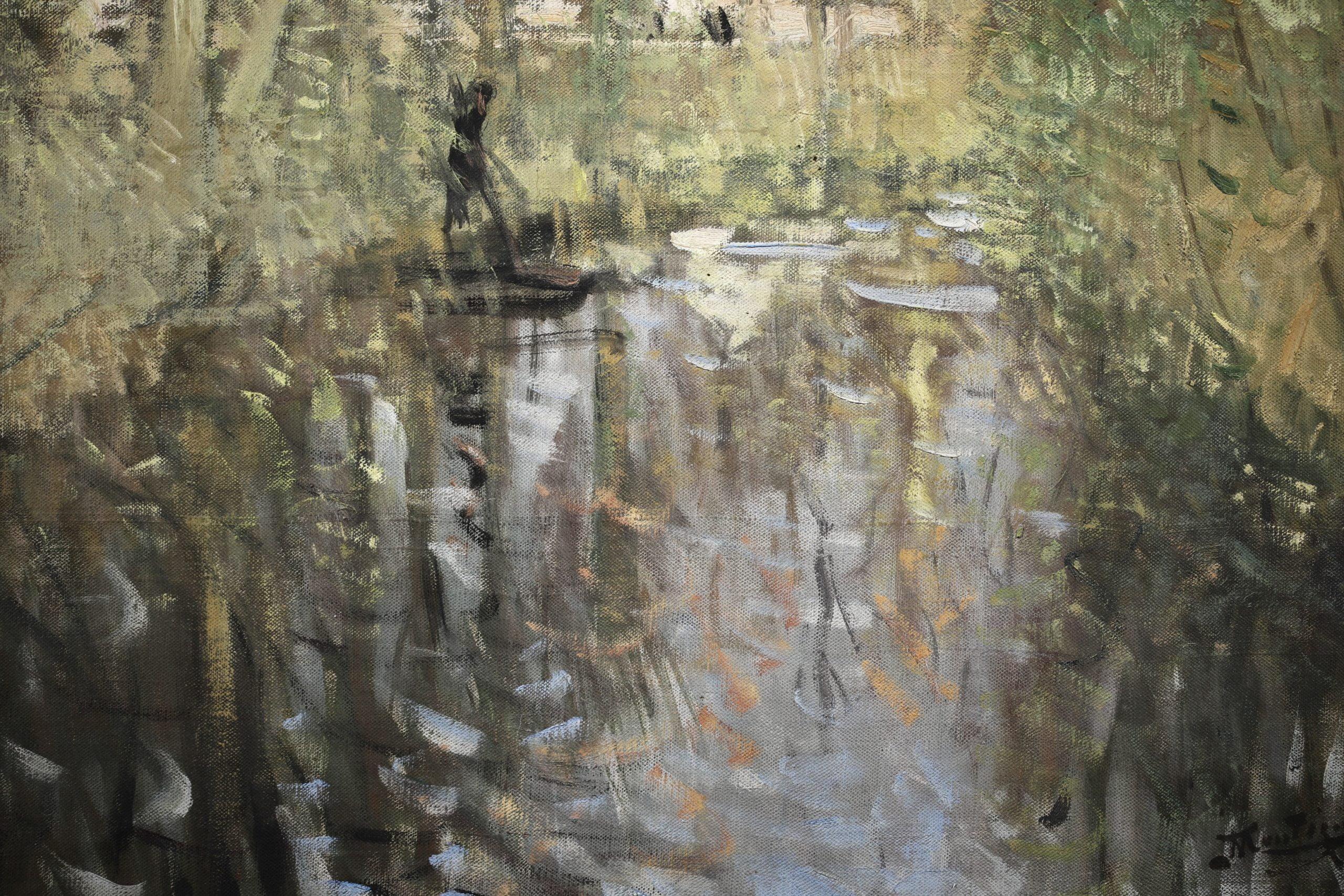 La Chalandiere a Briere - Paesaggio fluviale impressionista olio di Pierre Montezin in vendita 4
