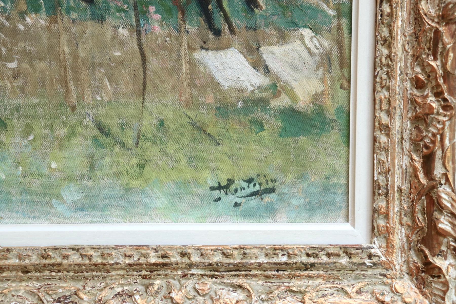 Lavandieres - L'Ile de Fedrun - Post Impressionist Oil, Landscape - P E Montezin 2