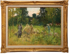 Les Foins, Impressionist Oil on Canvas Painting by Pierre Eugène Montézin