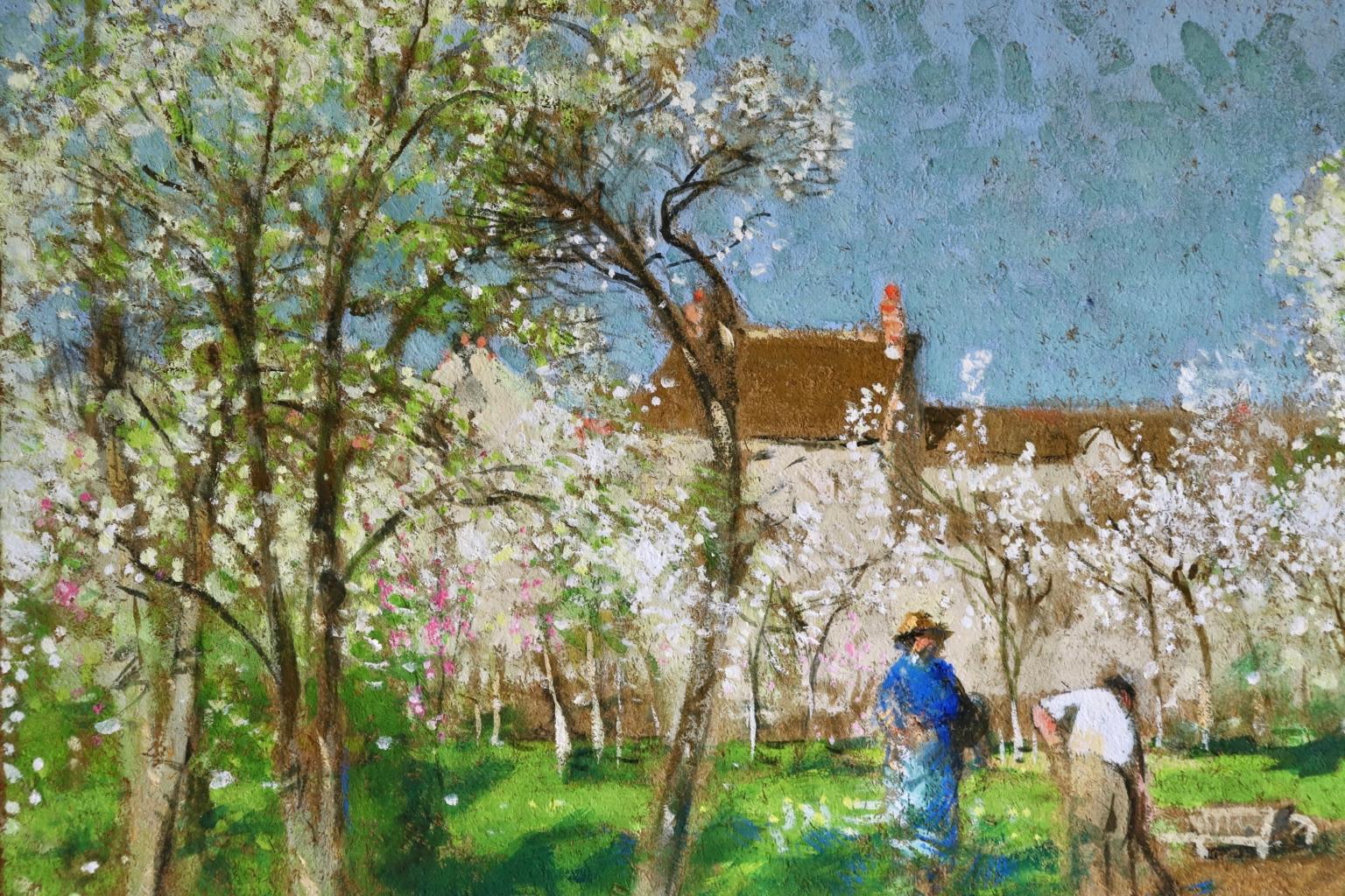 Les Jardiniers - Post Impressionist Oil, Figures in Landscape by P E Montezin 4