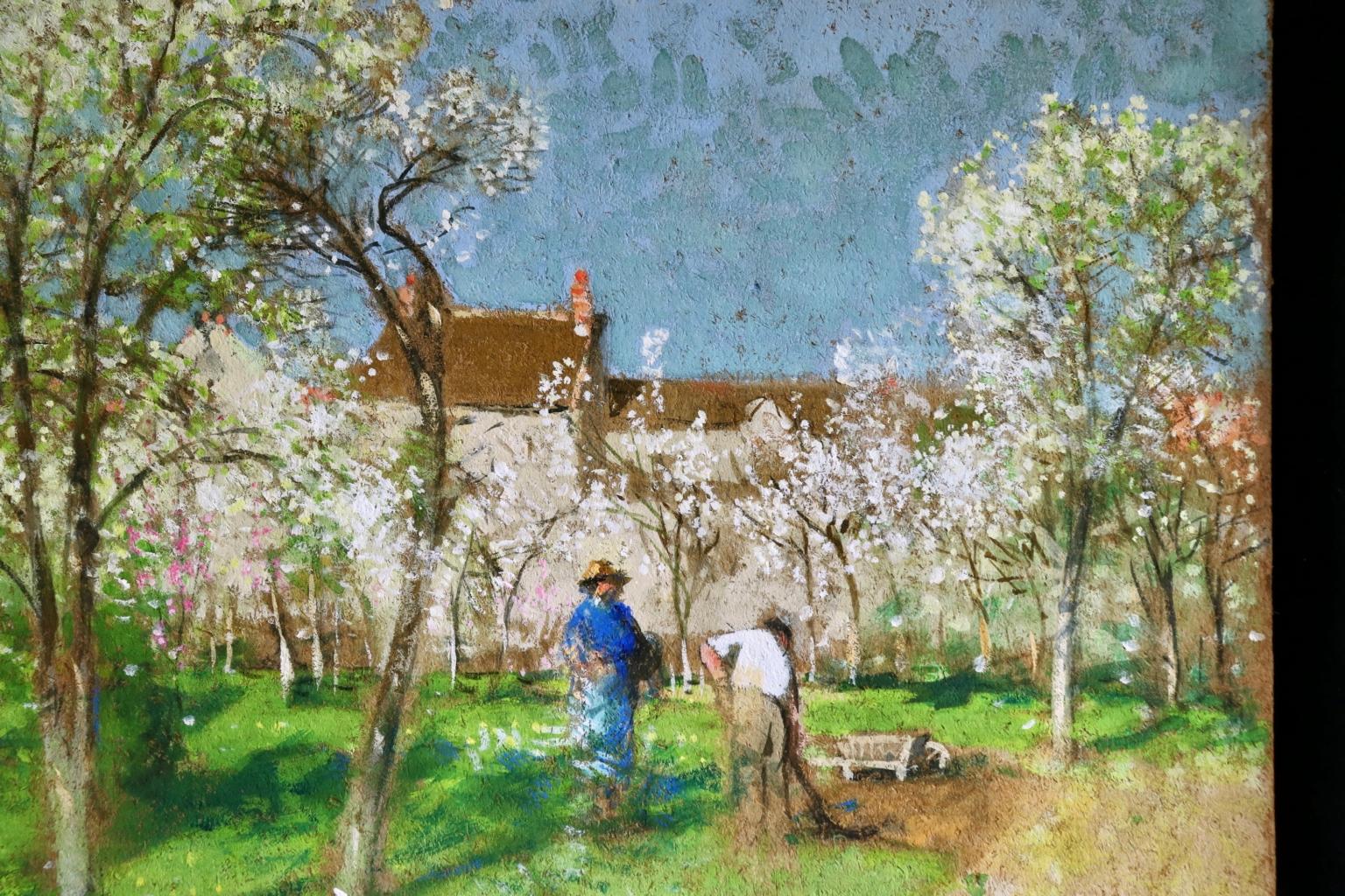 Les Jardiniers - Post Impressionist Oil, Figures in Landscape by P E Montezin 1
