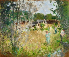 Les Moissonneurs - Post Impressionist Figures in Landscape Oil - Pierre Montezin