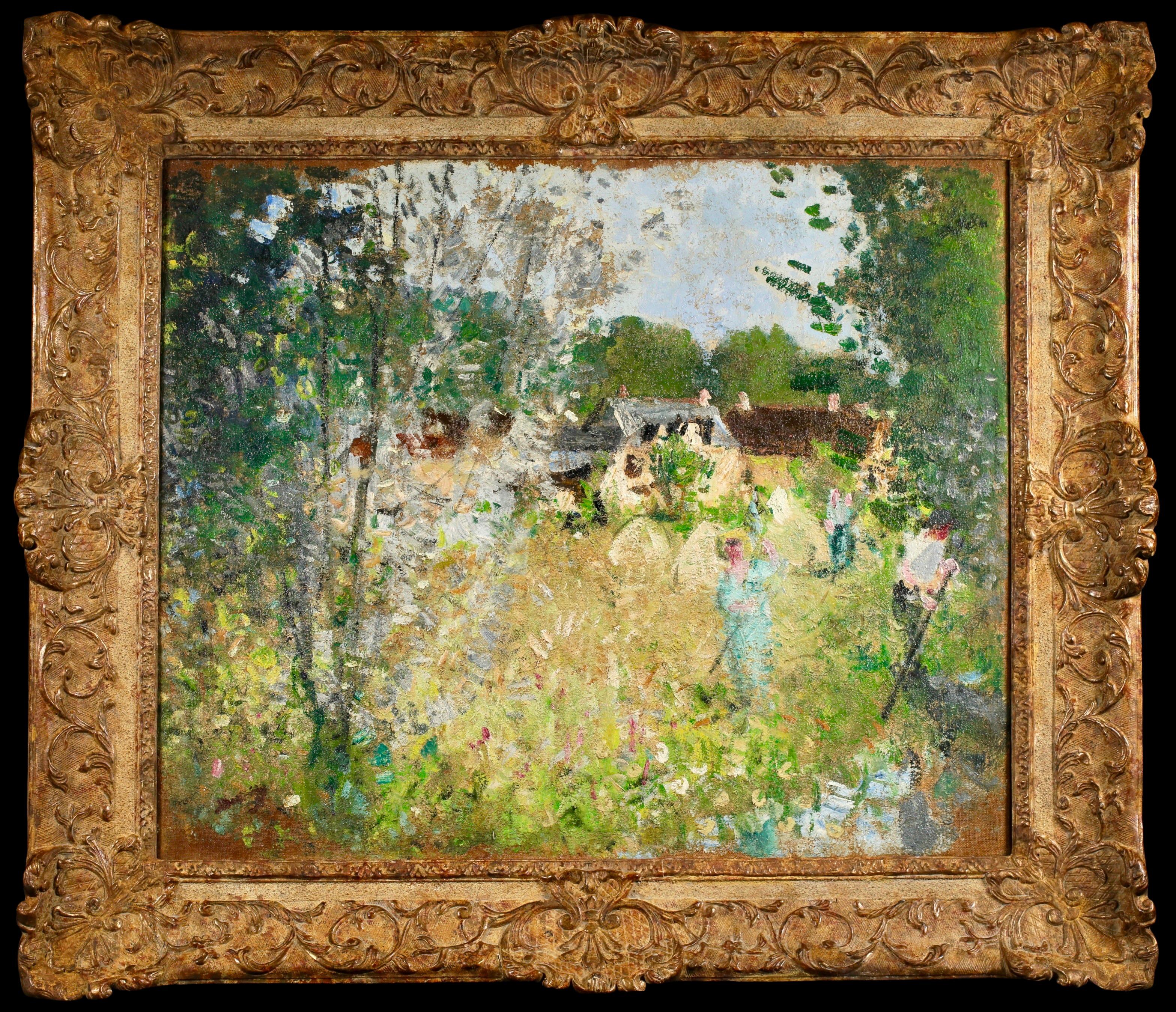 Les Moissonneurs - Post Impressionist Figures in Landscape Oil - Pierre Montezin