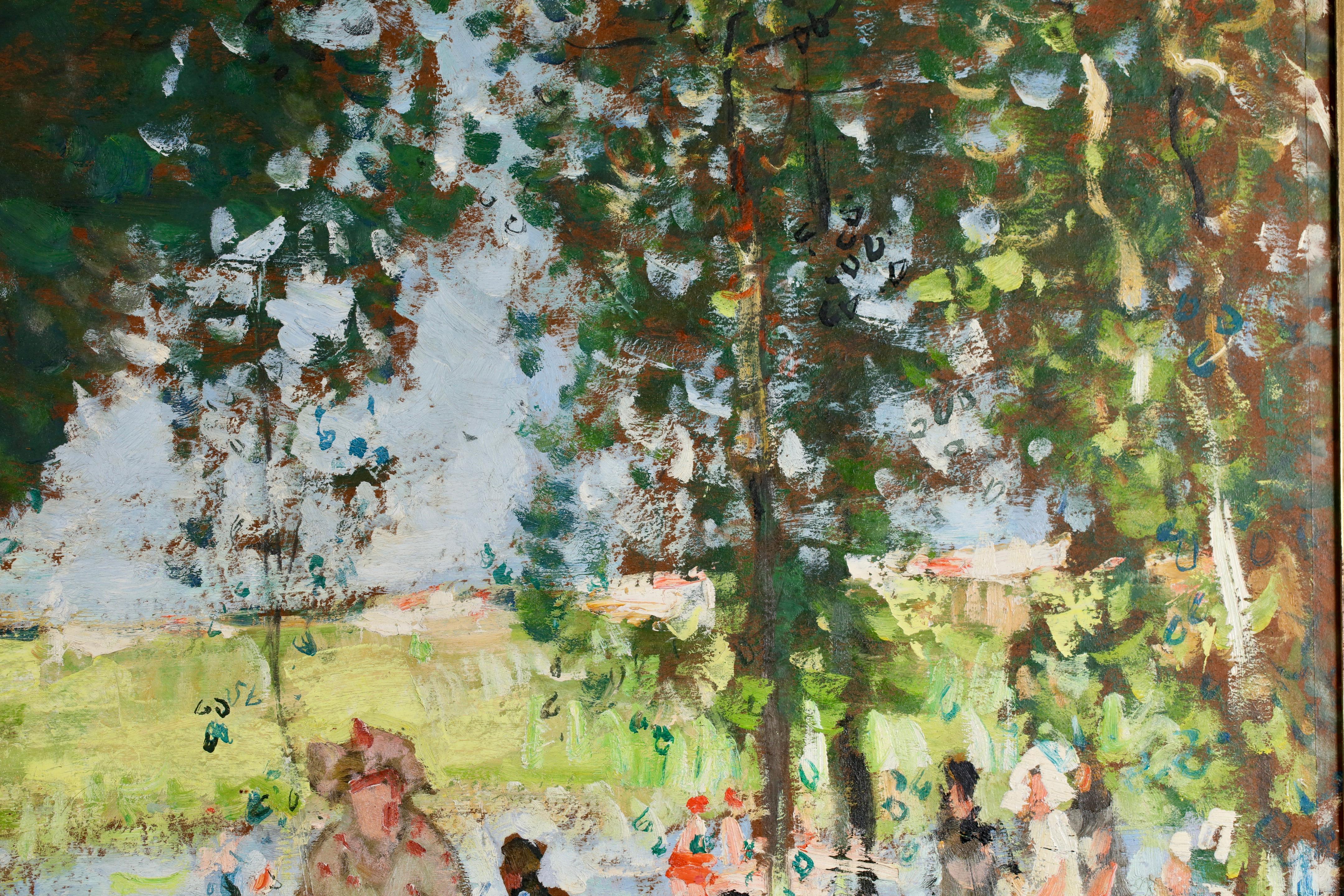 Les Vacances – Postimpressionistische Figuren in Landschaft, Öl von Pierre Montezin im Angebot 5