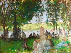 Les Vacances - Figures post-impressionnistes dans un paysage Huile de Pierre Montezin
