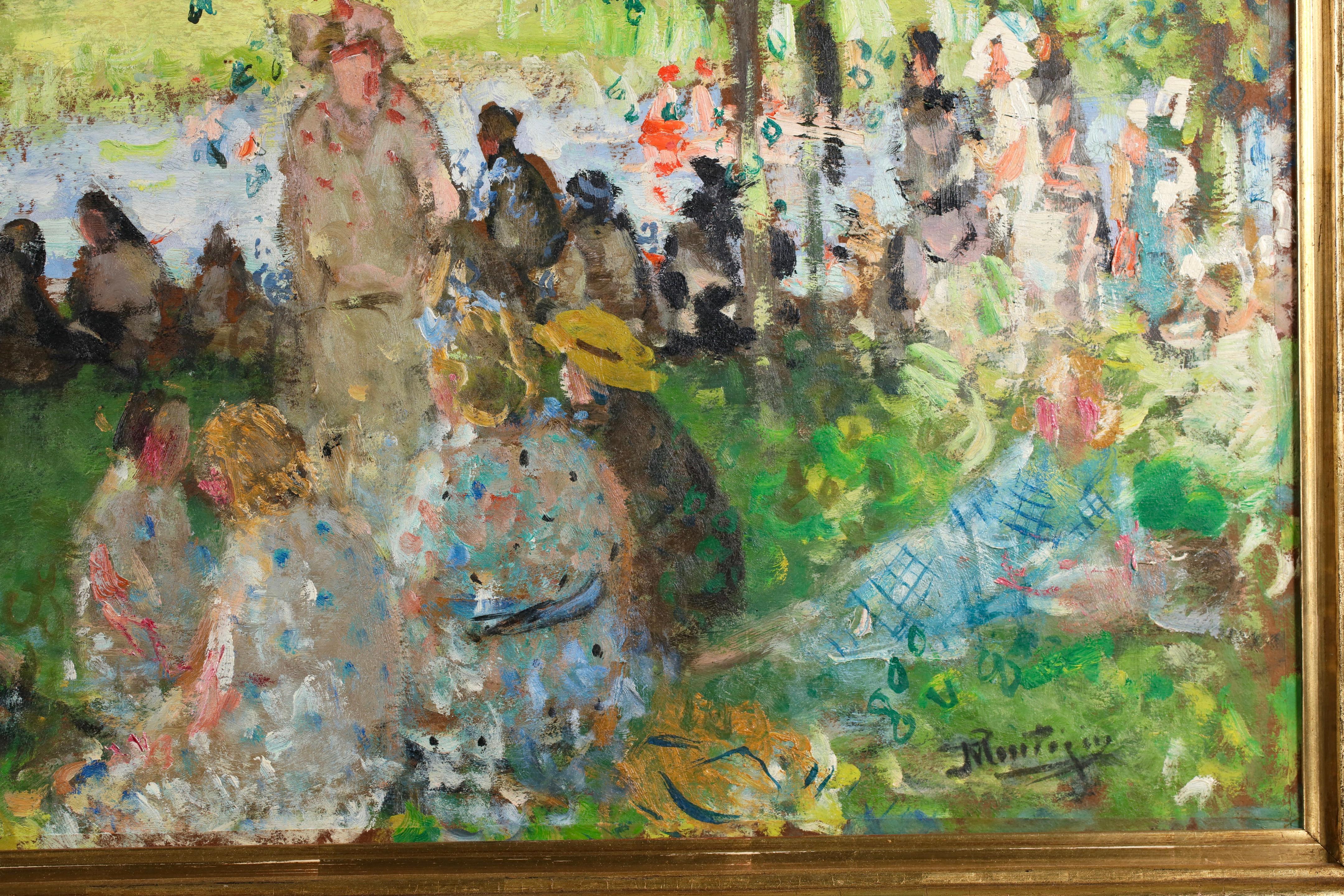 Les Vacances – Postimpressionistische Figuren in Landschaft, Öl von Pierre Montezin im Angebot 2