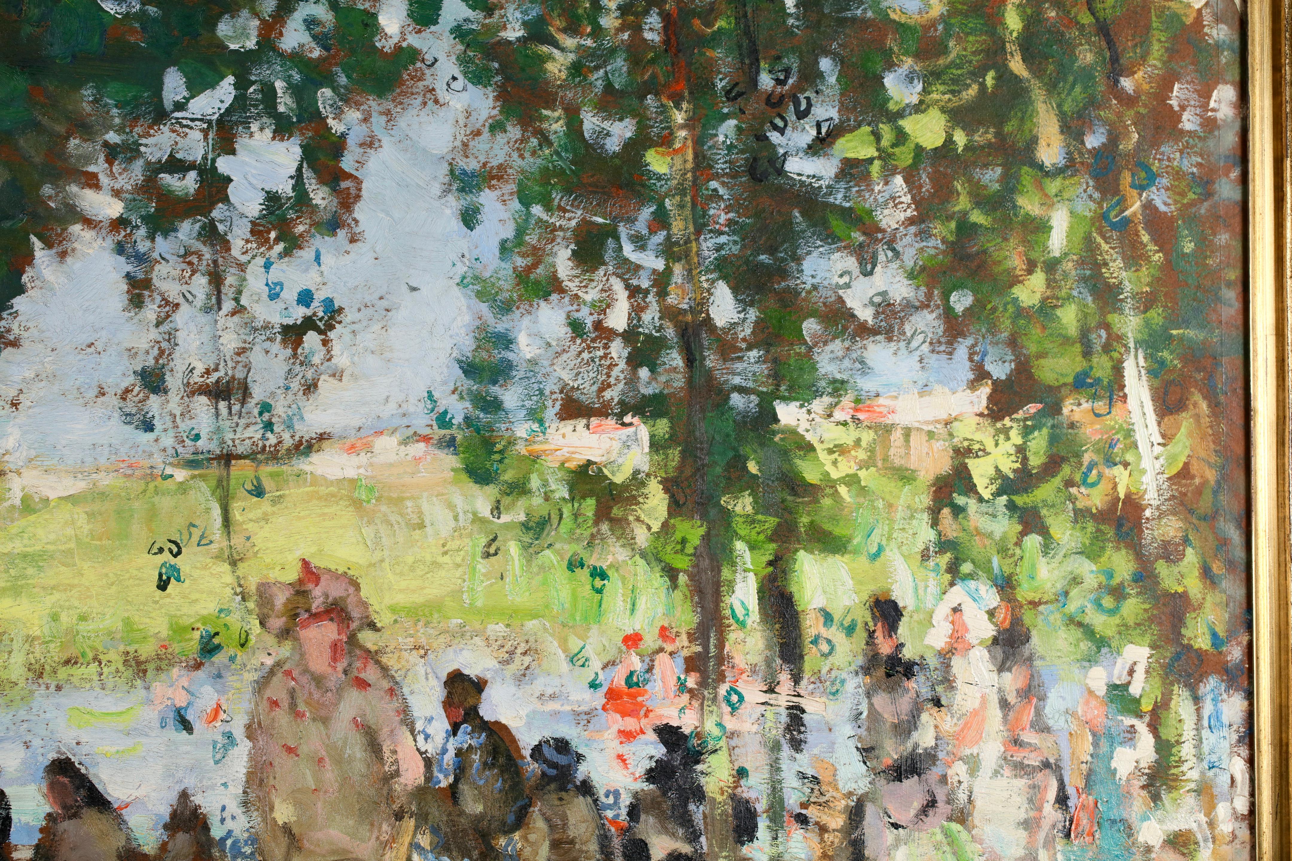 Les Vacances – Postimpressionistische Figuren in Landschaft, Öl von Pierre Montezin im Angebot 4